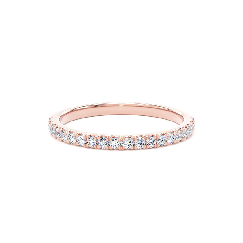 Round Diamond Rose Gold Ring, Fishtail Set Half Eternity | ET1222