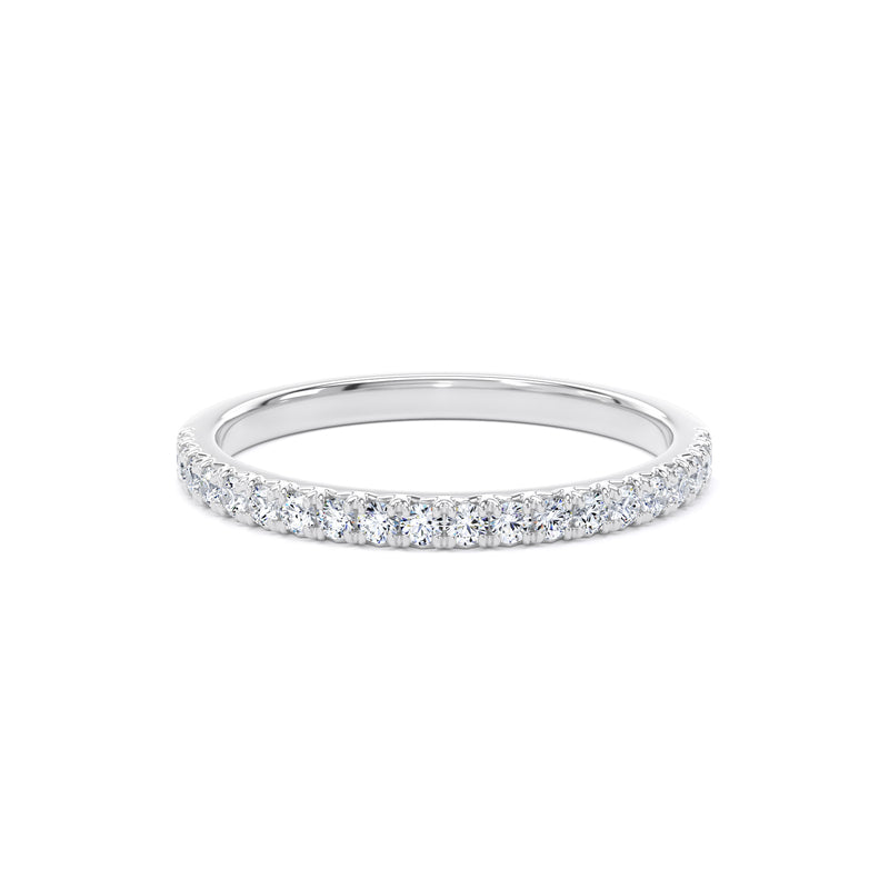 Round Diamond White Gold Ring, Fishtail Set Half Eternity | ET1222