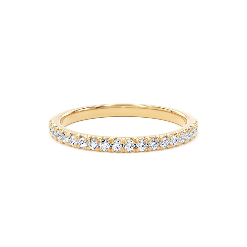 Round Diamond Yellow Gold Ring, Fishtail Set Half Eternity | ET1222