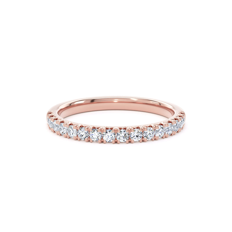 Round Diamond Rose Gold Ring, Fishtail Set Half Eternity | ET1222