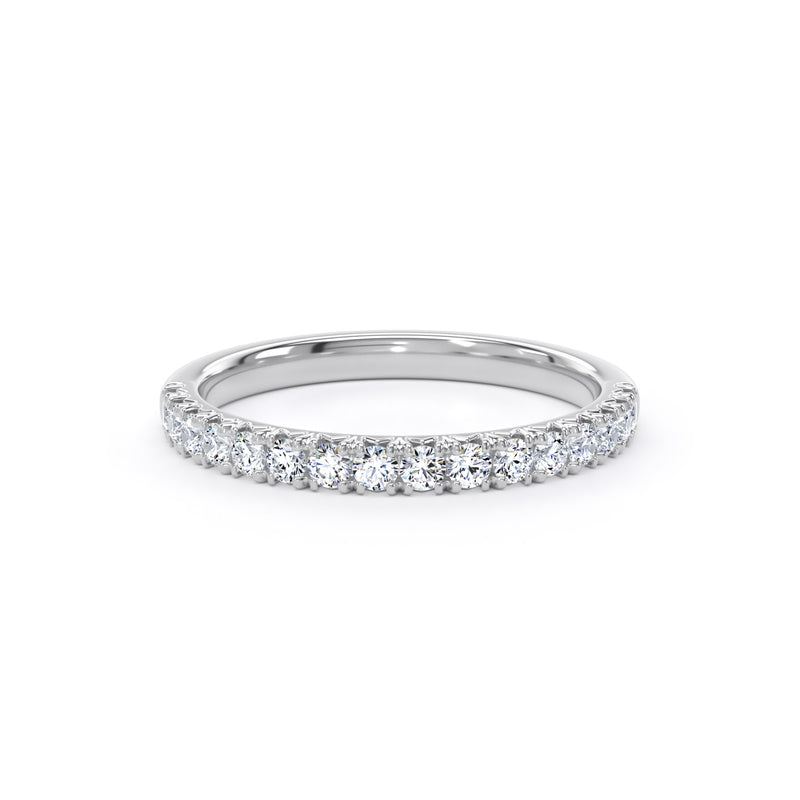 Round Diamond White Gold Ring, Fishtail Set Half Eternity | ET1222
