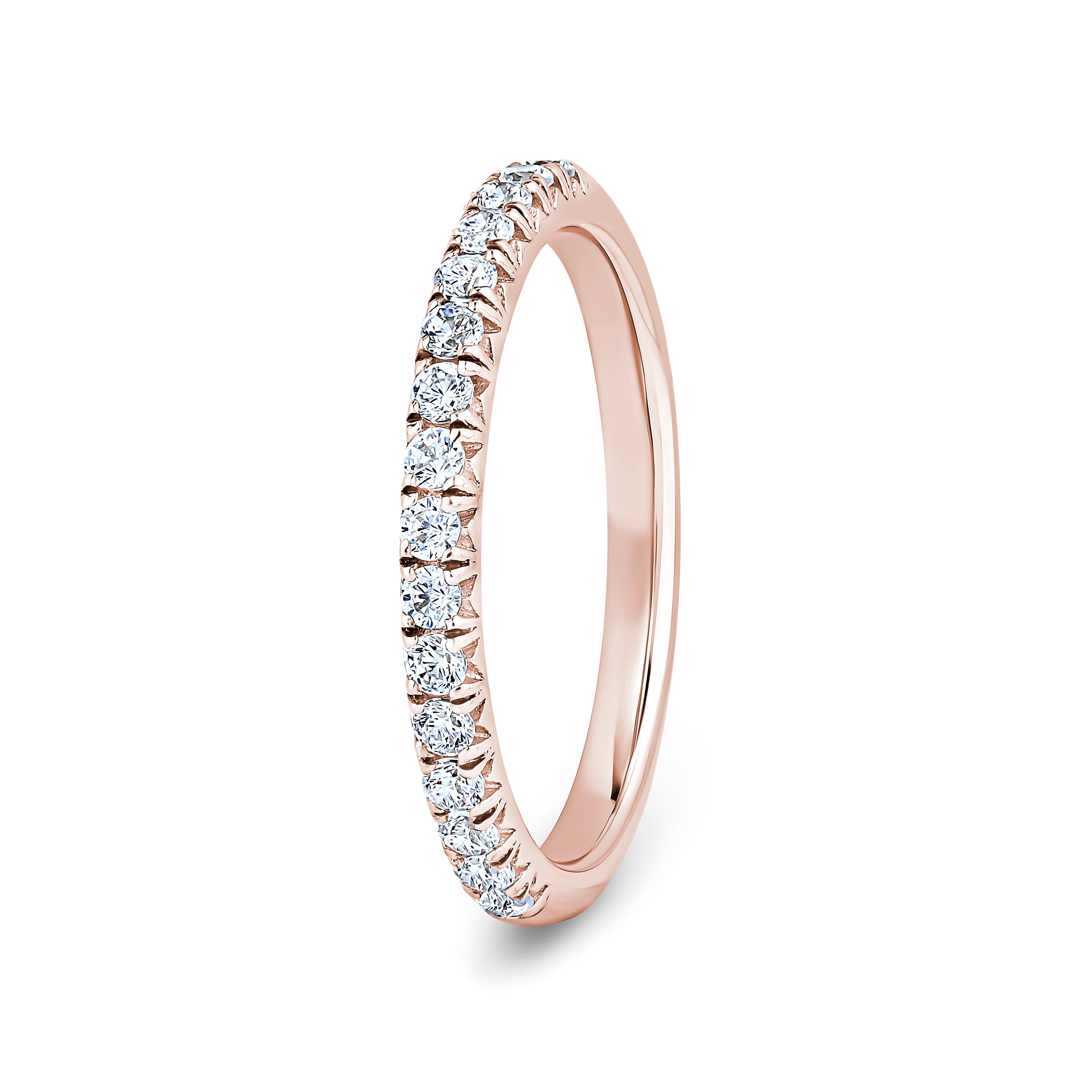 Round, Fishtail, Rose Gold Half Set Eternity Ring