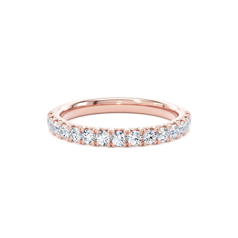 Round Diamond Rose Gold Ring, Fishtail Set Half Eternity | ET1222