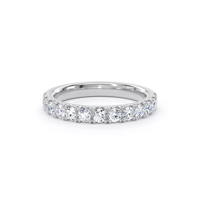 Round Diamond Platinum Ring, Fishtail Set Half Eternity | ET1222
