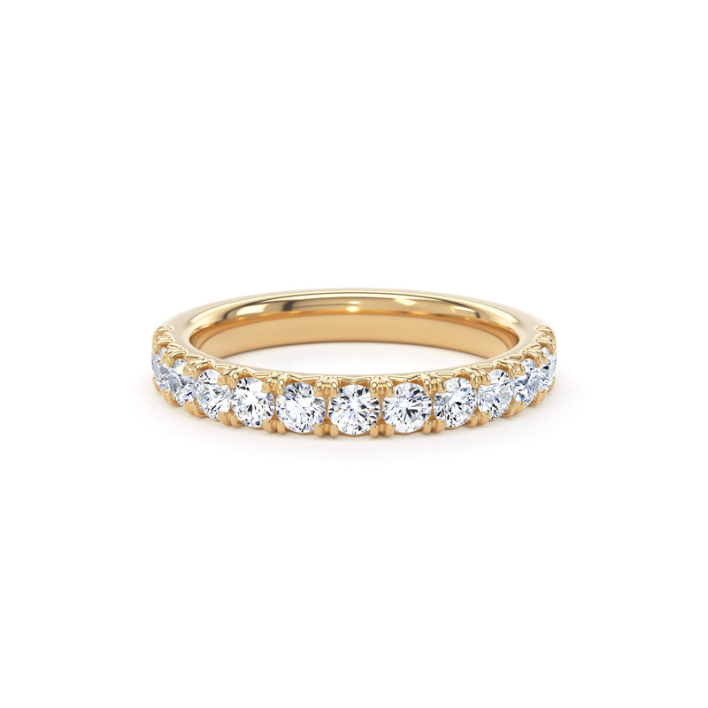 Round Diamond Yellow Gold Ring, Fishtail Set Half Eternity | ET1222