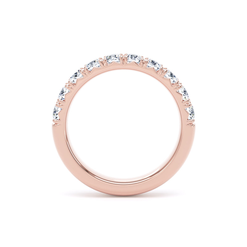 Round Diamond Rose Gold Ring, Fishtail Set Half Eternity | ET1222