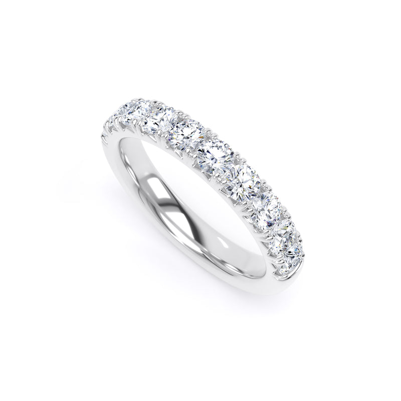 Round Diamond Platinum Ring, Fishtail Set Half Eternity | ET1222