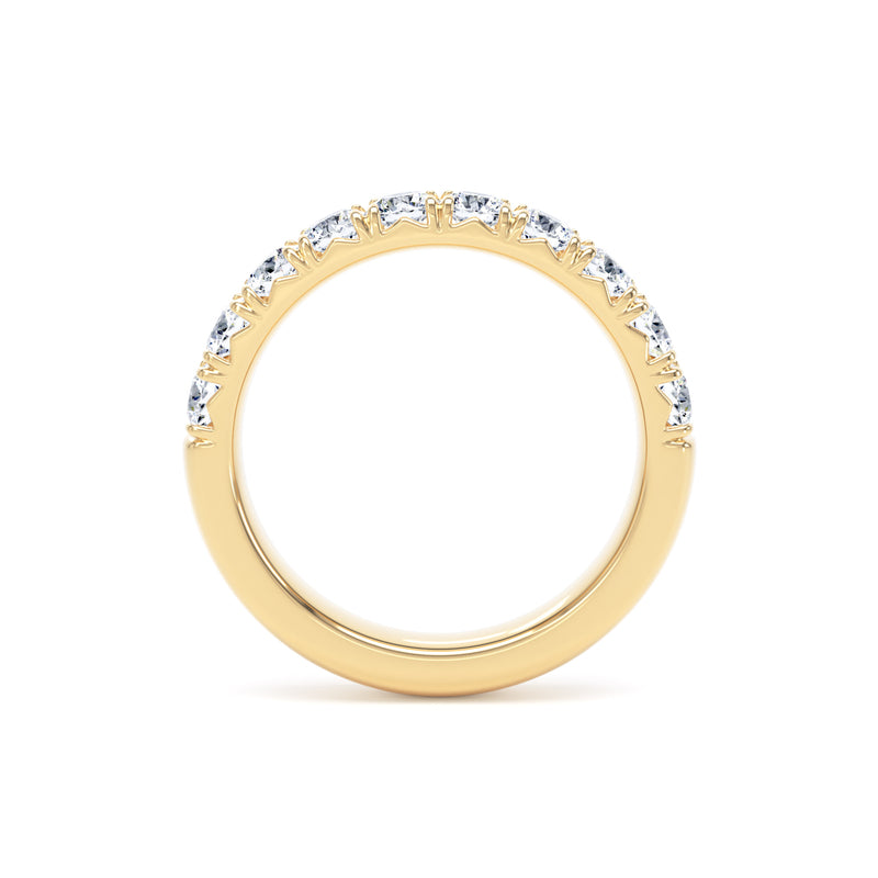 Round Diamond Yellow Gold Ring, Fishtail Set Half Eternity | ET1222