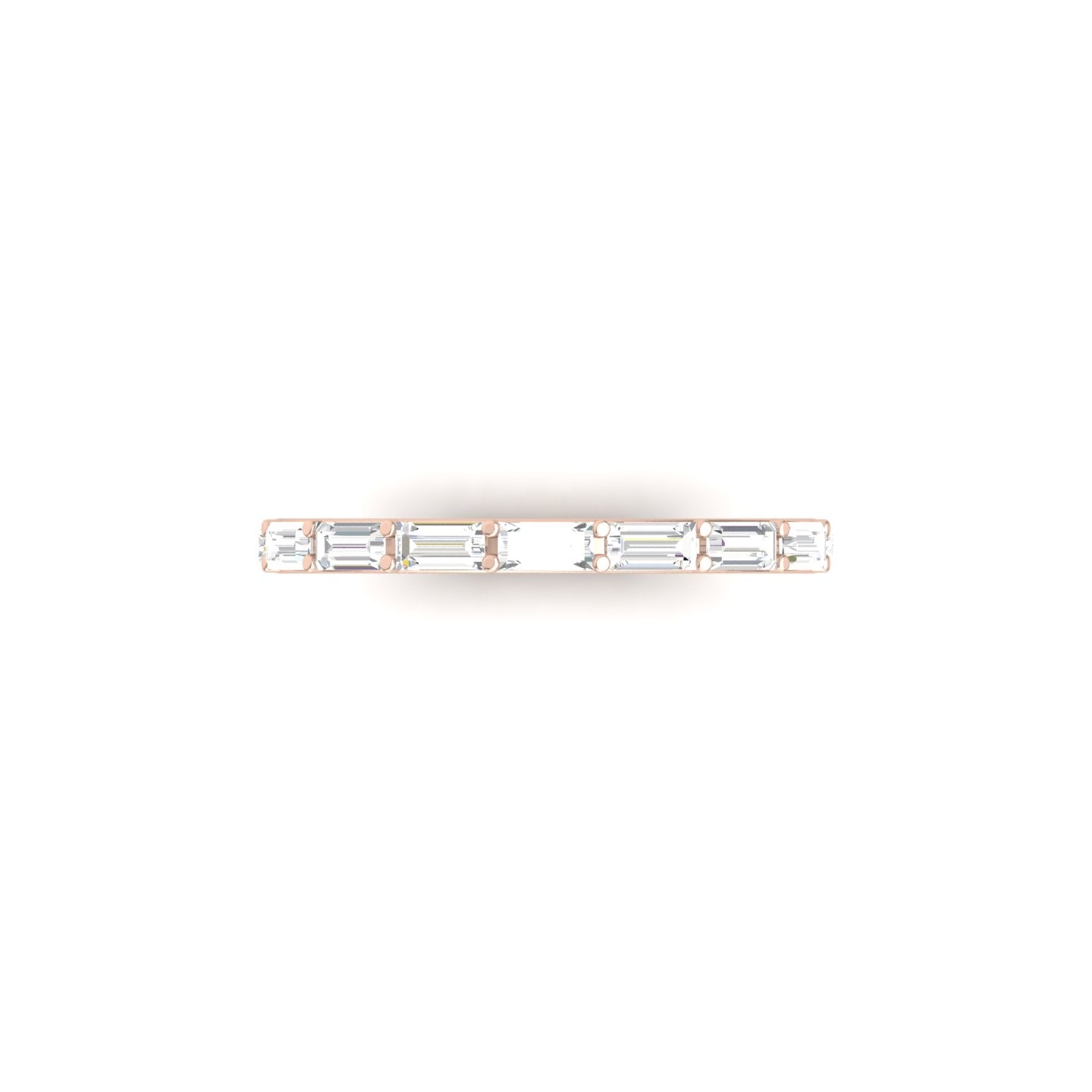 Baguette Cut Diamond, Claw Set, Rose Gold Half Eternity Ring