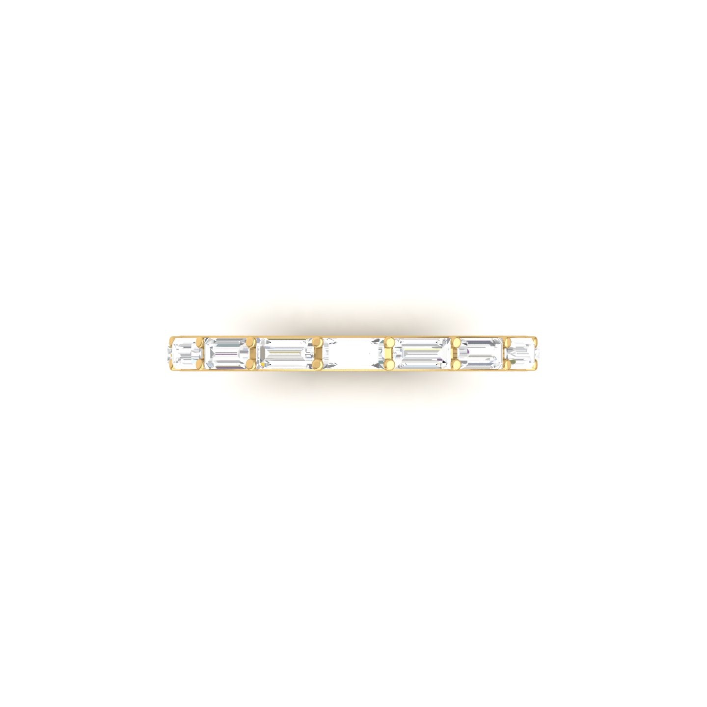 Baguette Cut Diamond, Claw Set, Yellow Gold Half Eternity Ring