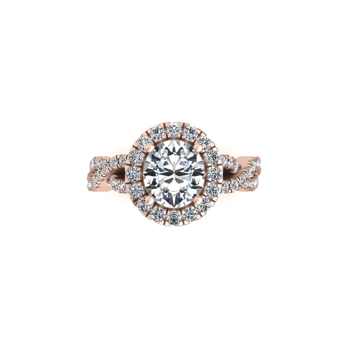 Twisted Band Halo Ring, Round Diamond, Rose Gold | LGR