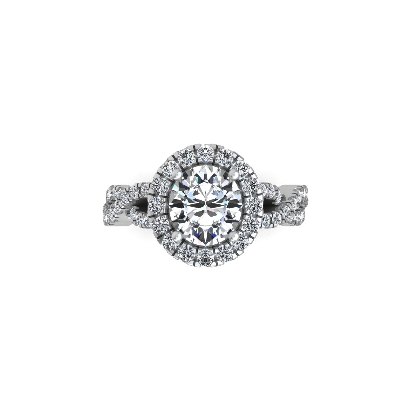Twisted Band Halo Ring, Round Diamond, Platinum | LGR