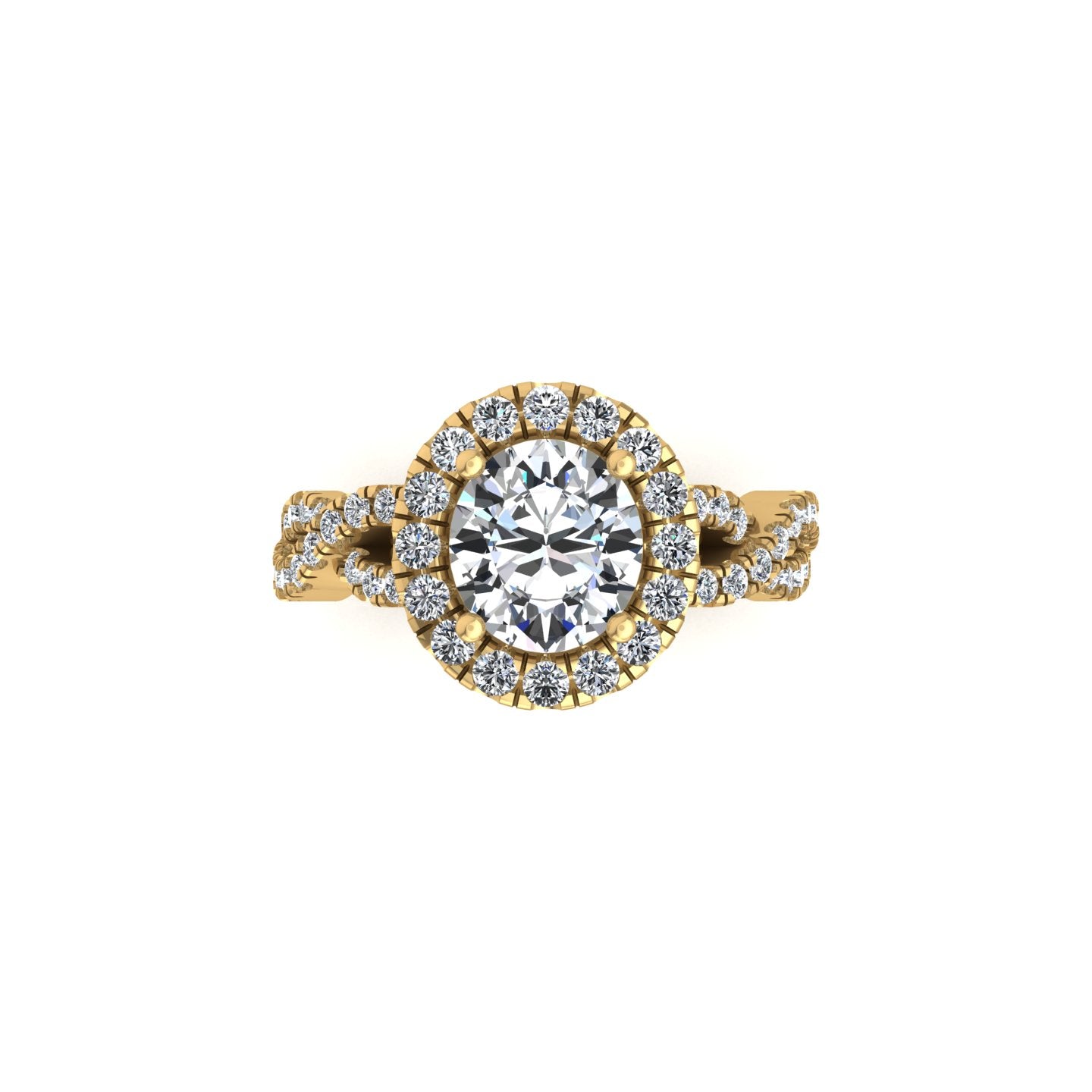 Twisted Band Halo Ring, Round Diamond, Yellow Gold | LGR