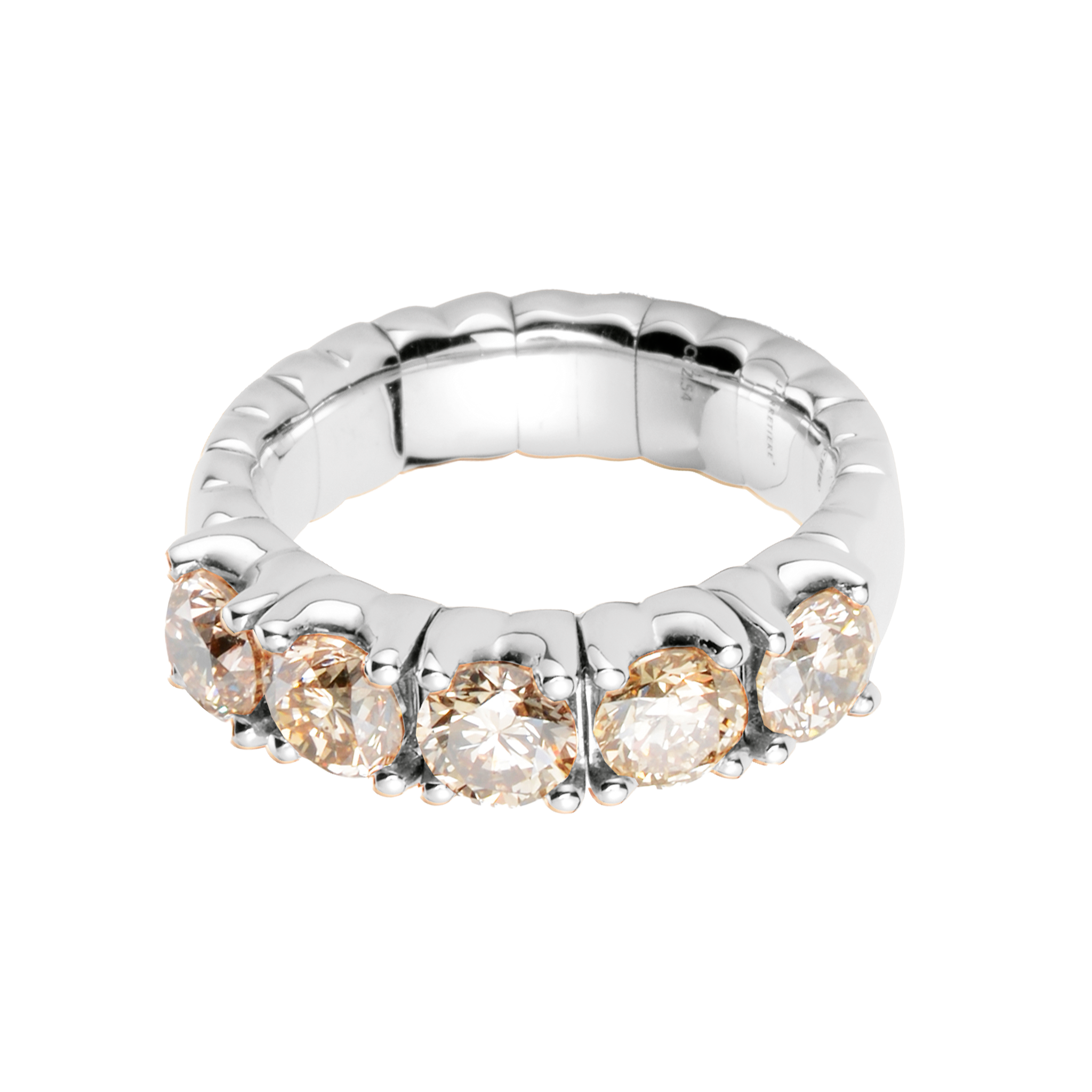 FLEX 5 Stone Ring - White Gold & Champaign Diamonds
