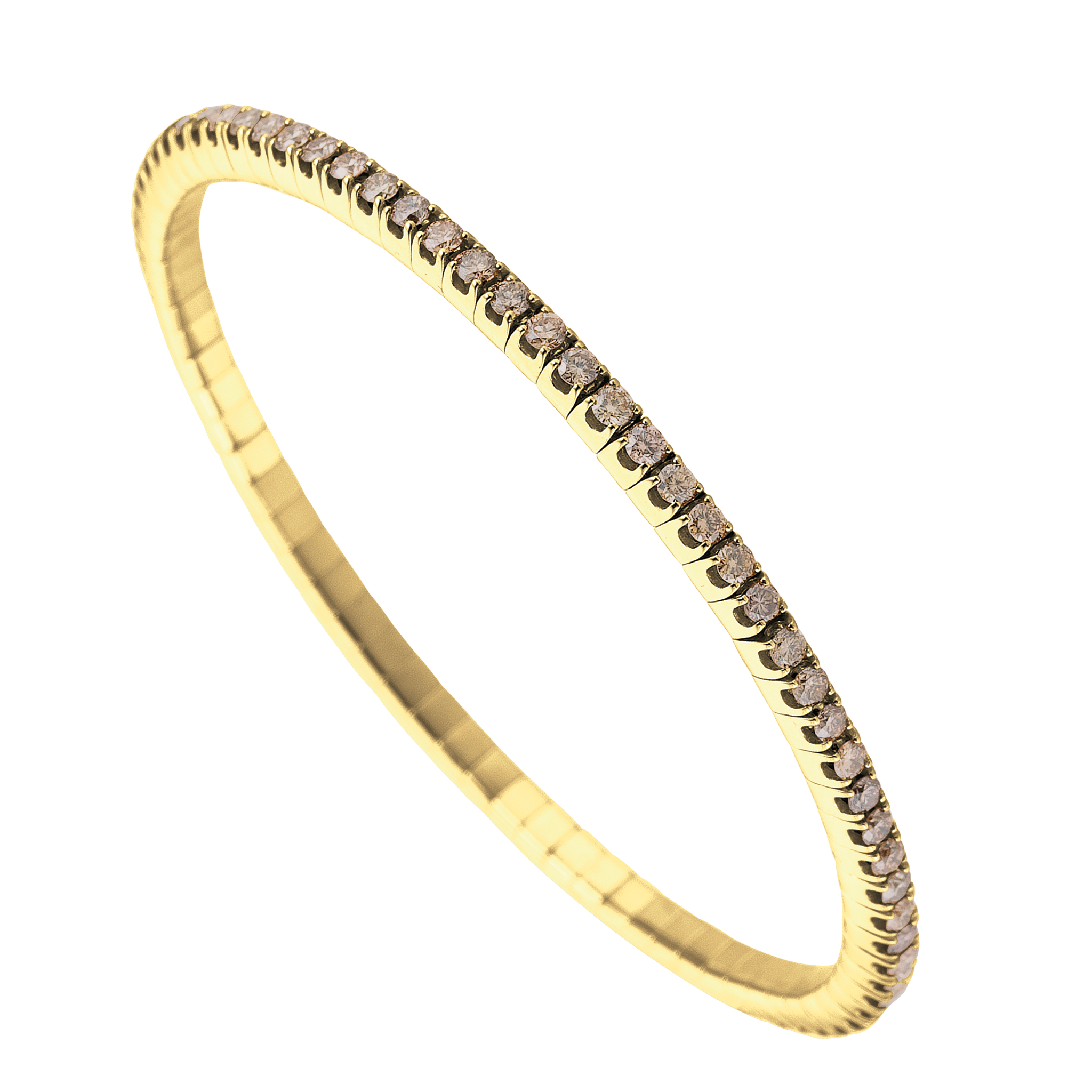 FLEX Tennis Bracelet - Yellow Gold & Round Champaign Diamonds