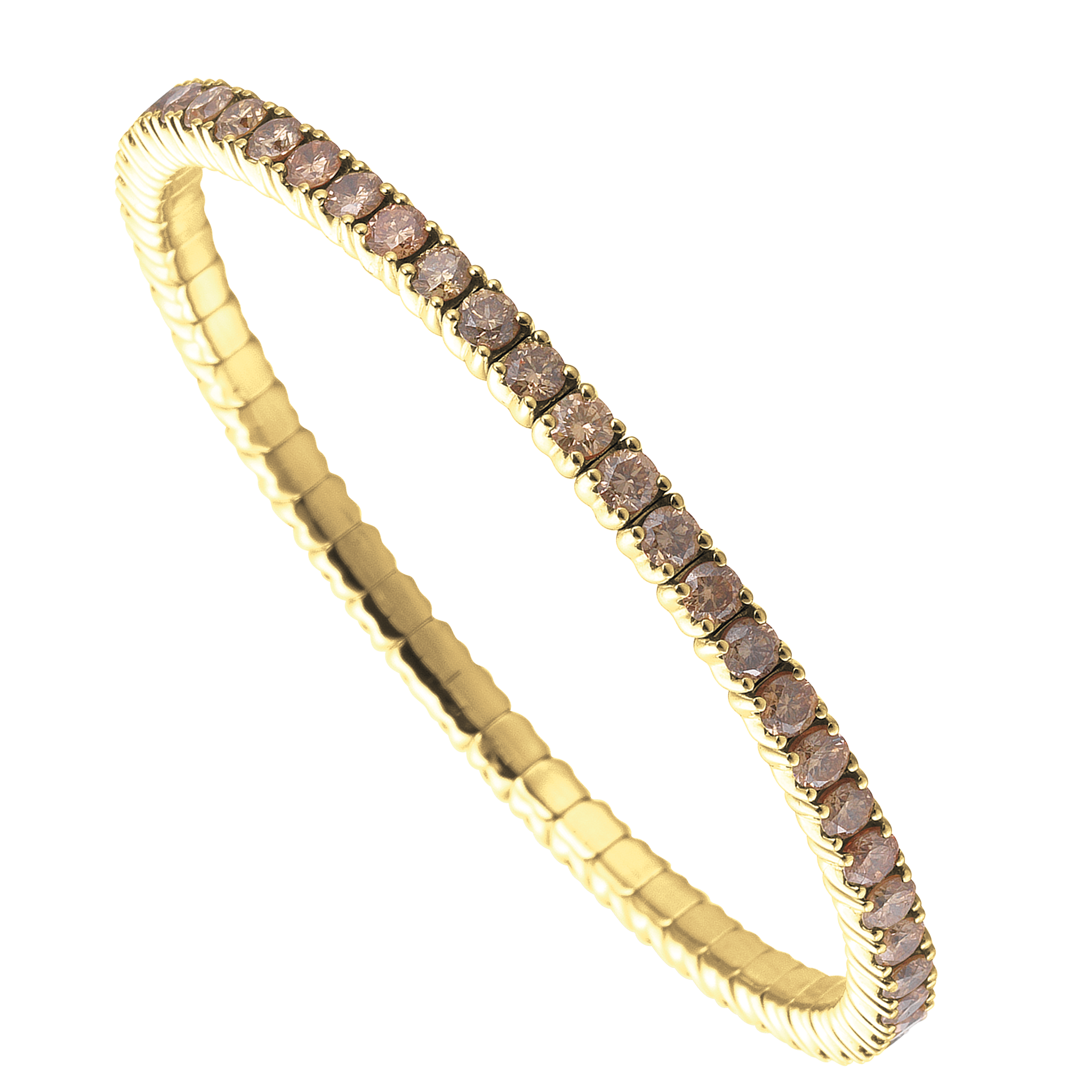 FLEX Tennis Bracelet - Yellow Gold & Round Champaign Diamonds