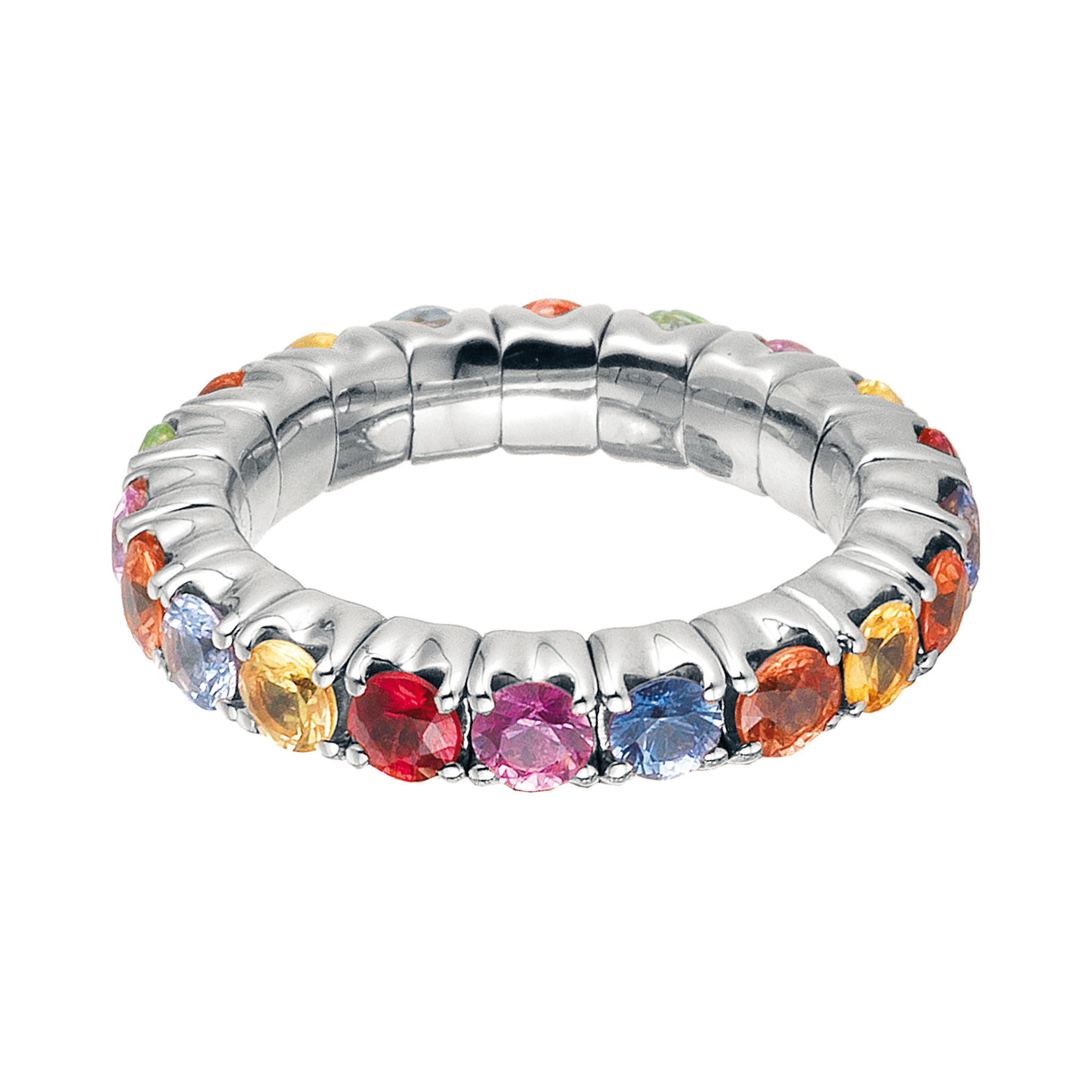 FLEX Multi Coloured Eternity Ring - White Gold & Sapphires