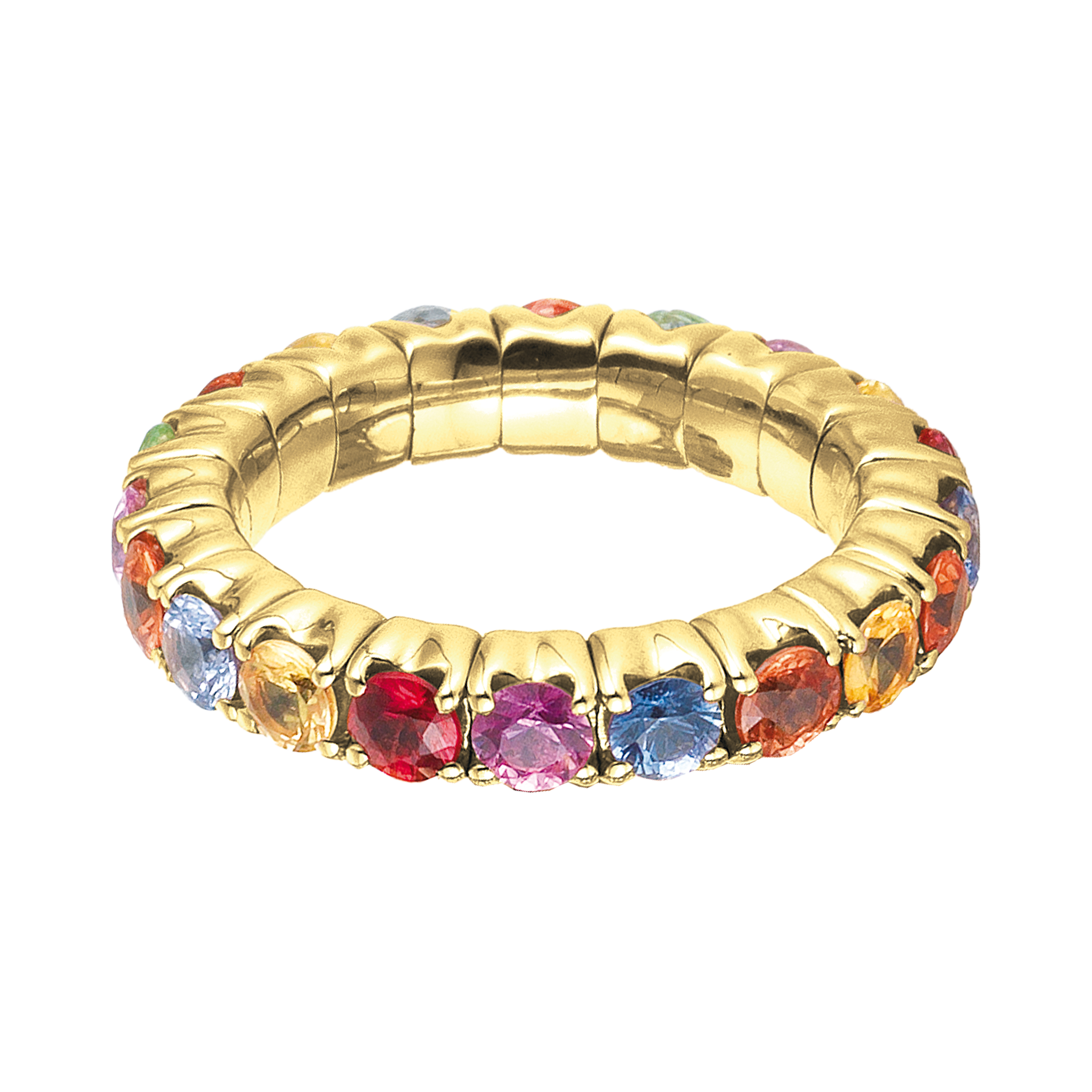 FLEX Multi Coloured Eternity Ring - Yellow Gold & Sapphires
