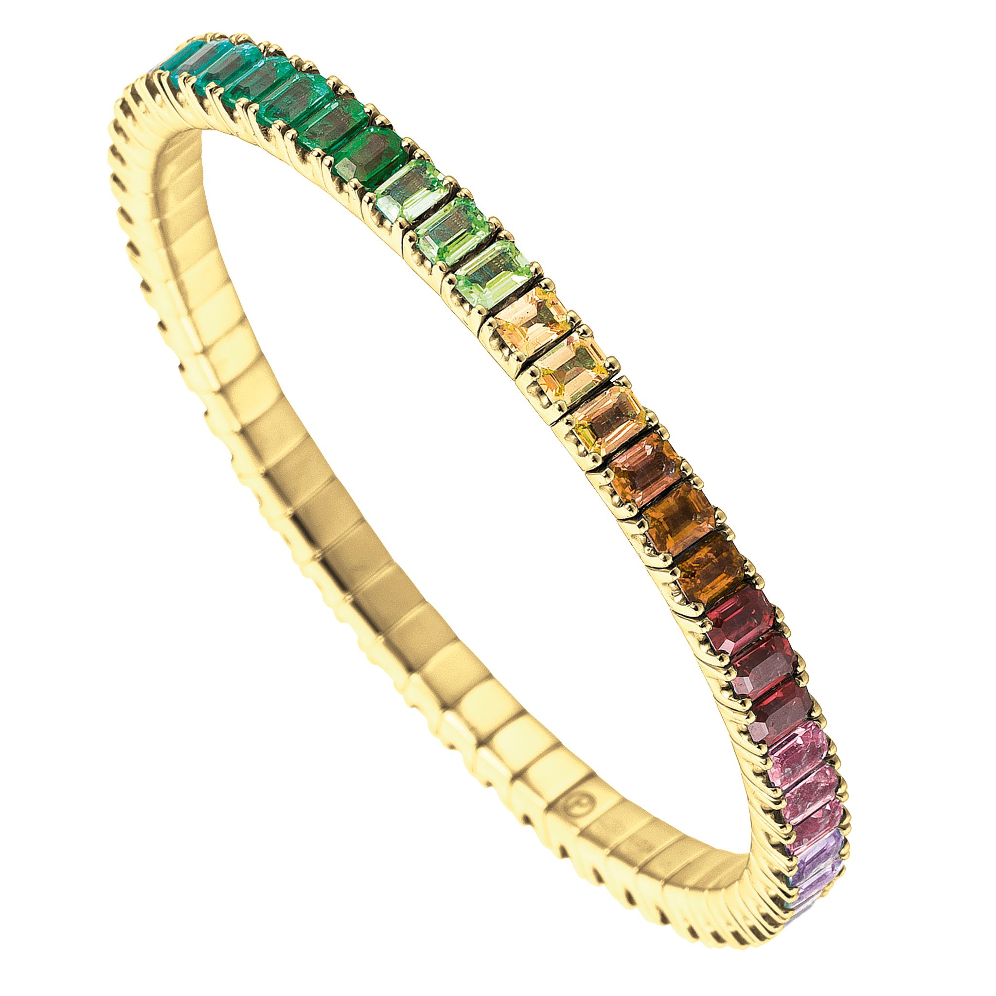 FLEX Tennis Rainbow Bracelet - Yellow Gold & Emerald Cut Sapphires