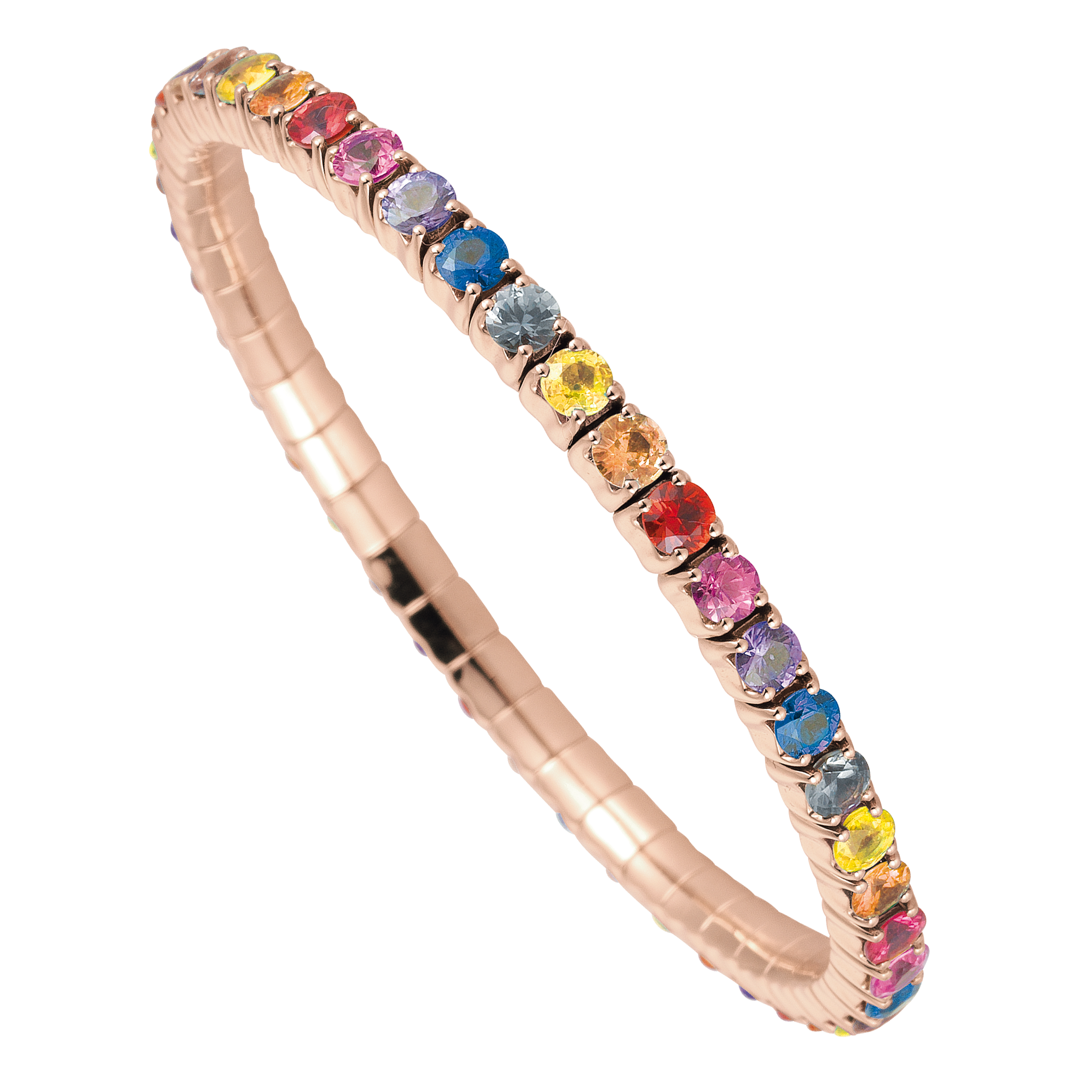 FLEX Tennis Rainbow Bracelet - Rose Gold & Round Cut Sapphires