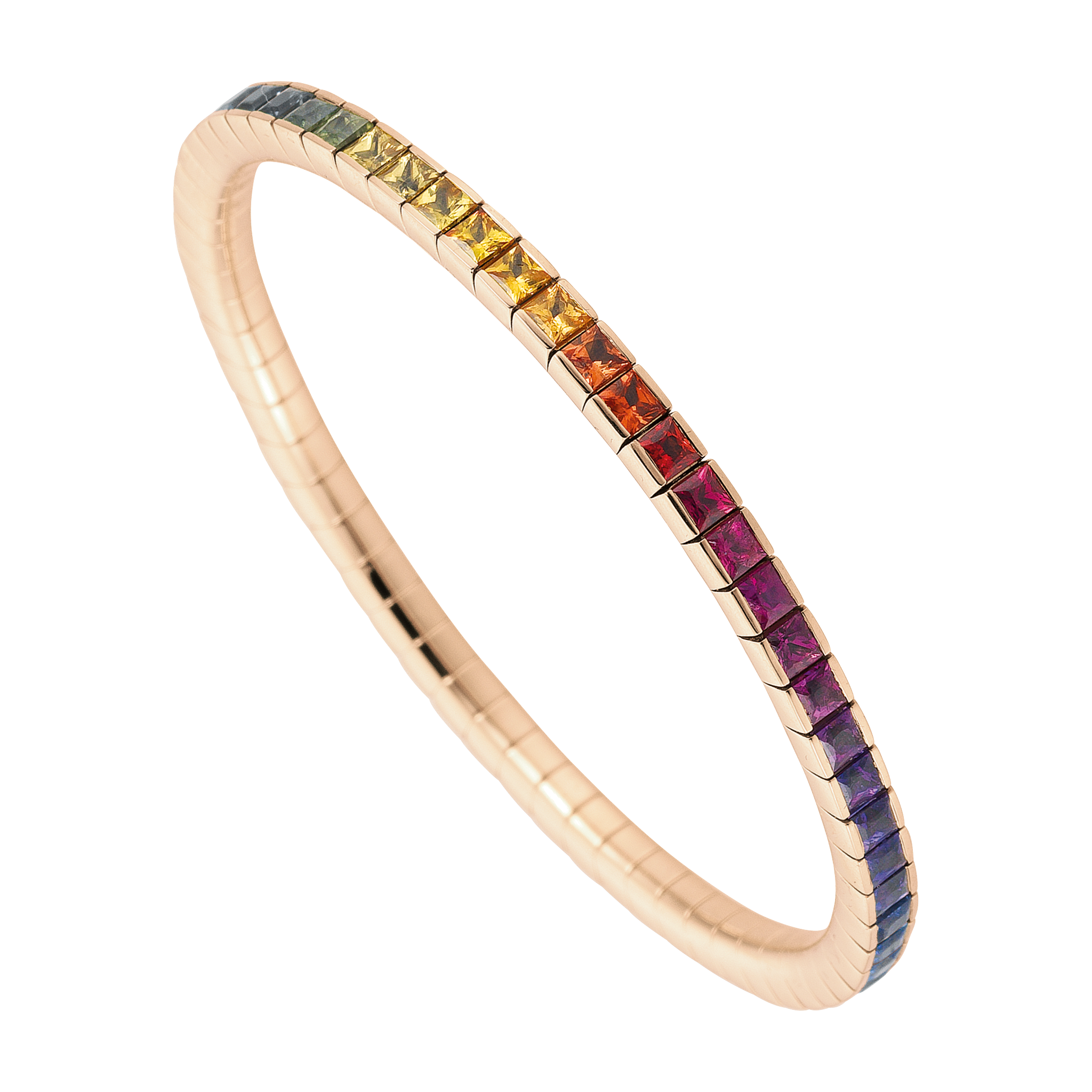 FLEX Tennis Rainbow Bracelet - Rose Gold & Princess Cut Sapphires
