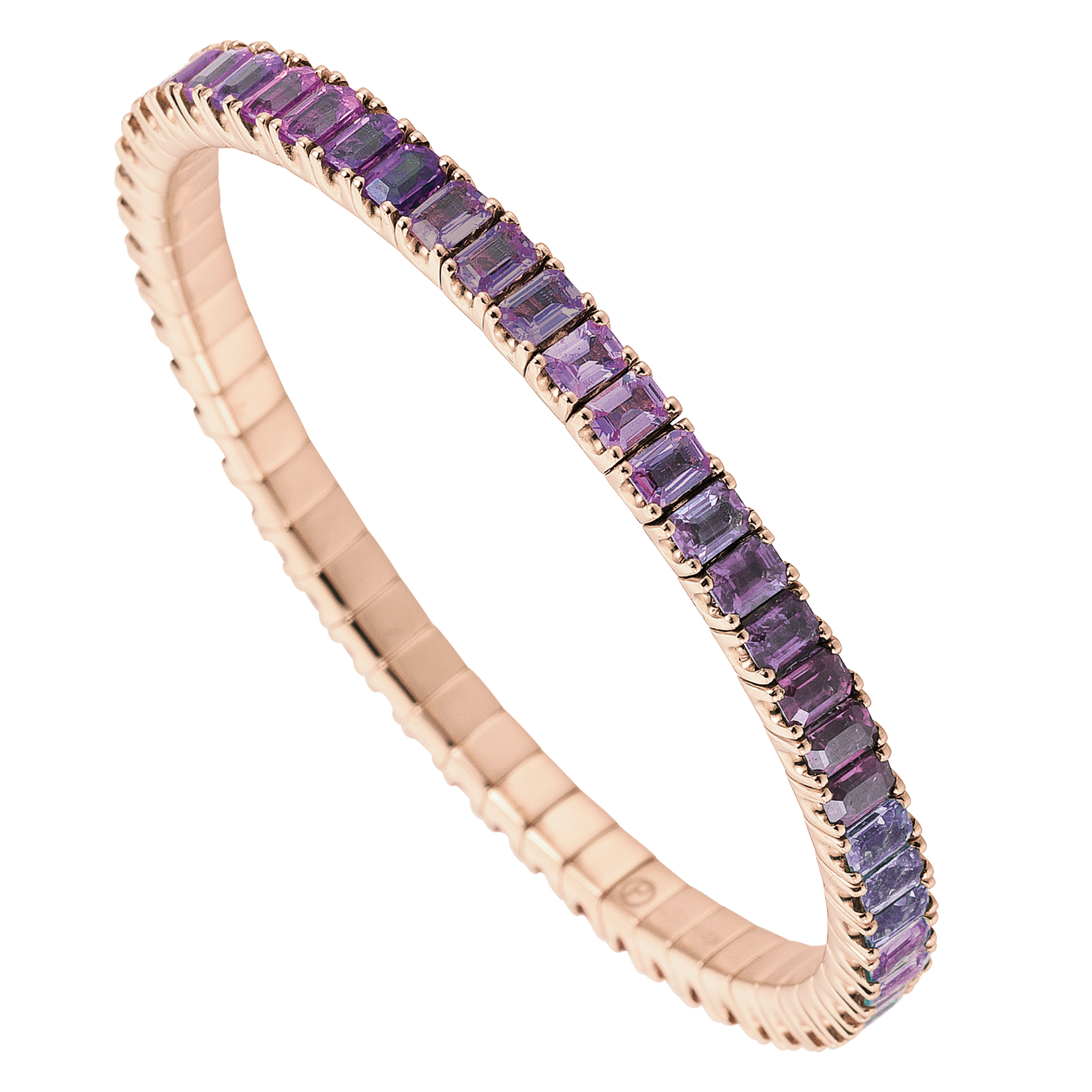 FLEX Tennis Bracelet | Rose Gold & Emerald Cut Amethysts