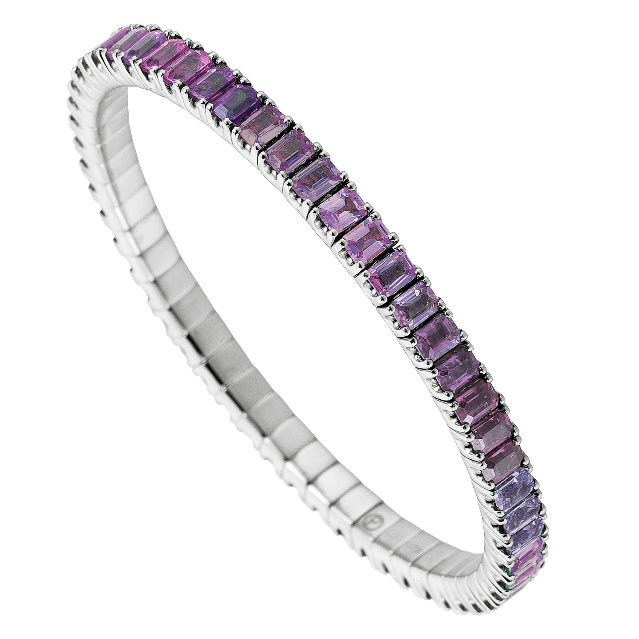FLEX Tennis Bracelet | White Gold & Emerald Cut Amethysts