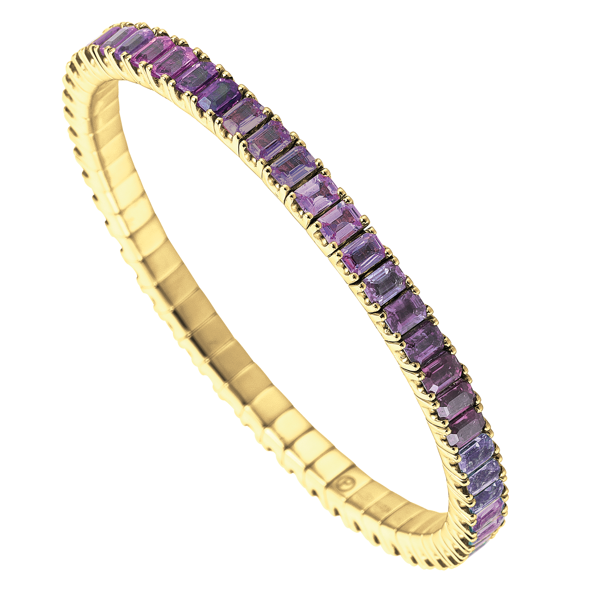 FLEX Tennis Bracelet | Yellow Gold & Emerald Cut Amethysts