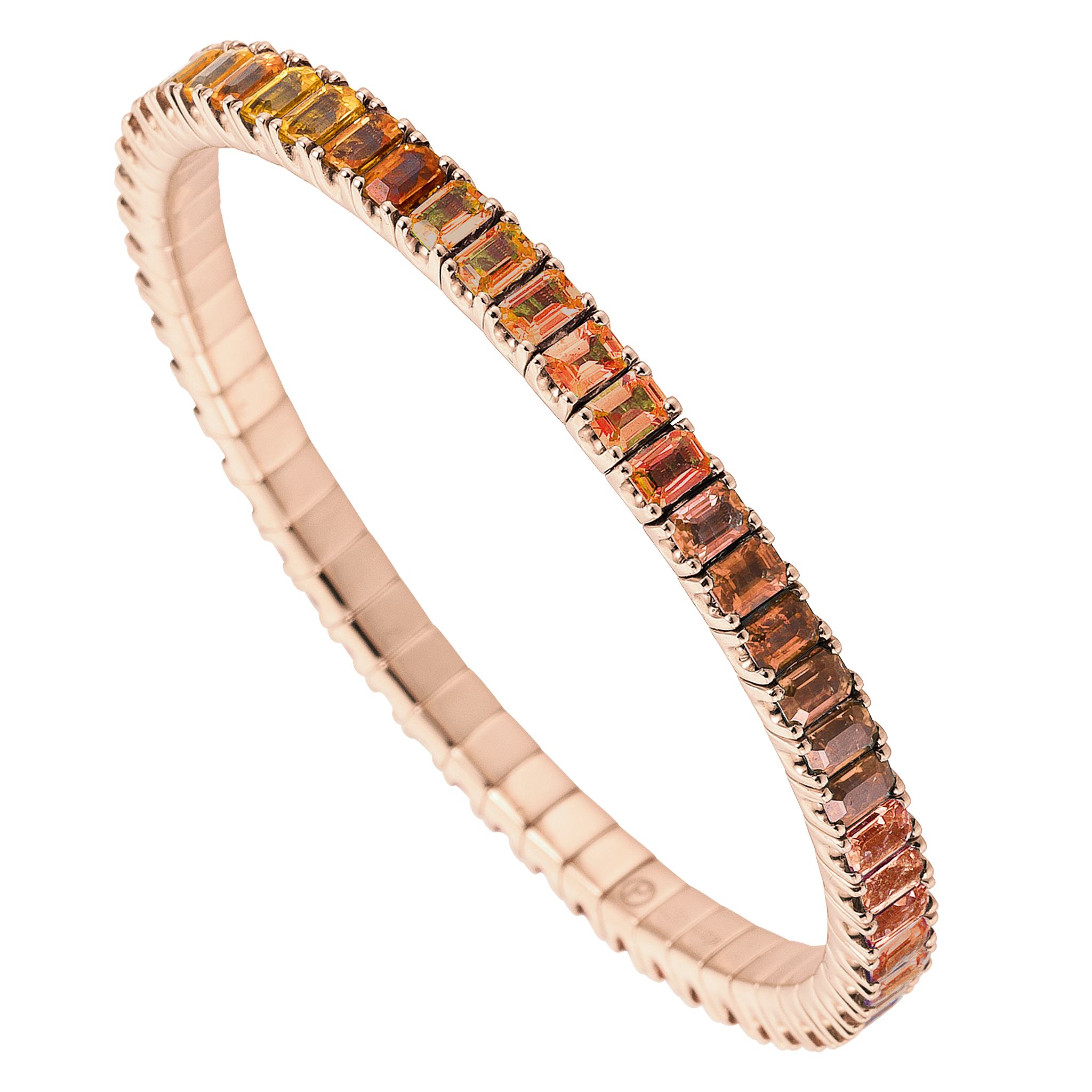 FLEX Tennis Bracelet | Rose Gold & Emerald Cut Carnelians