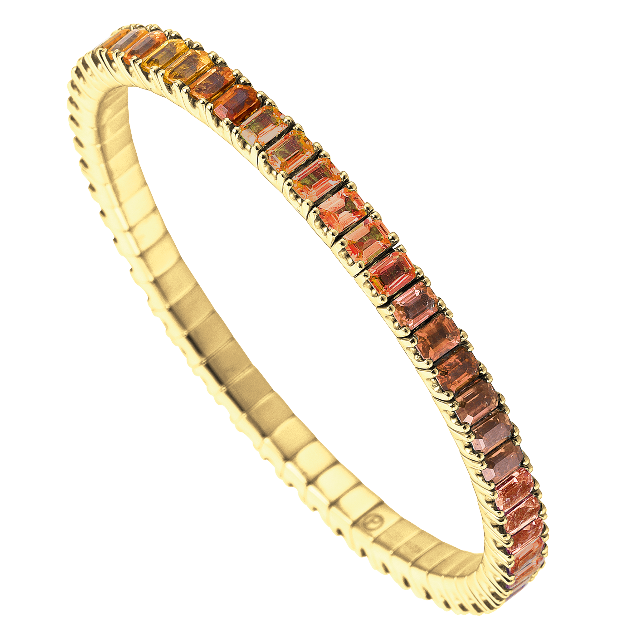 FLEX Tennis Bracelet | Yellow Gold & Emerald Cut Carnelians