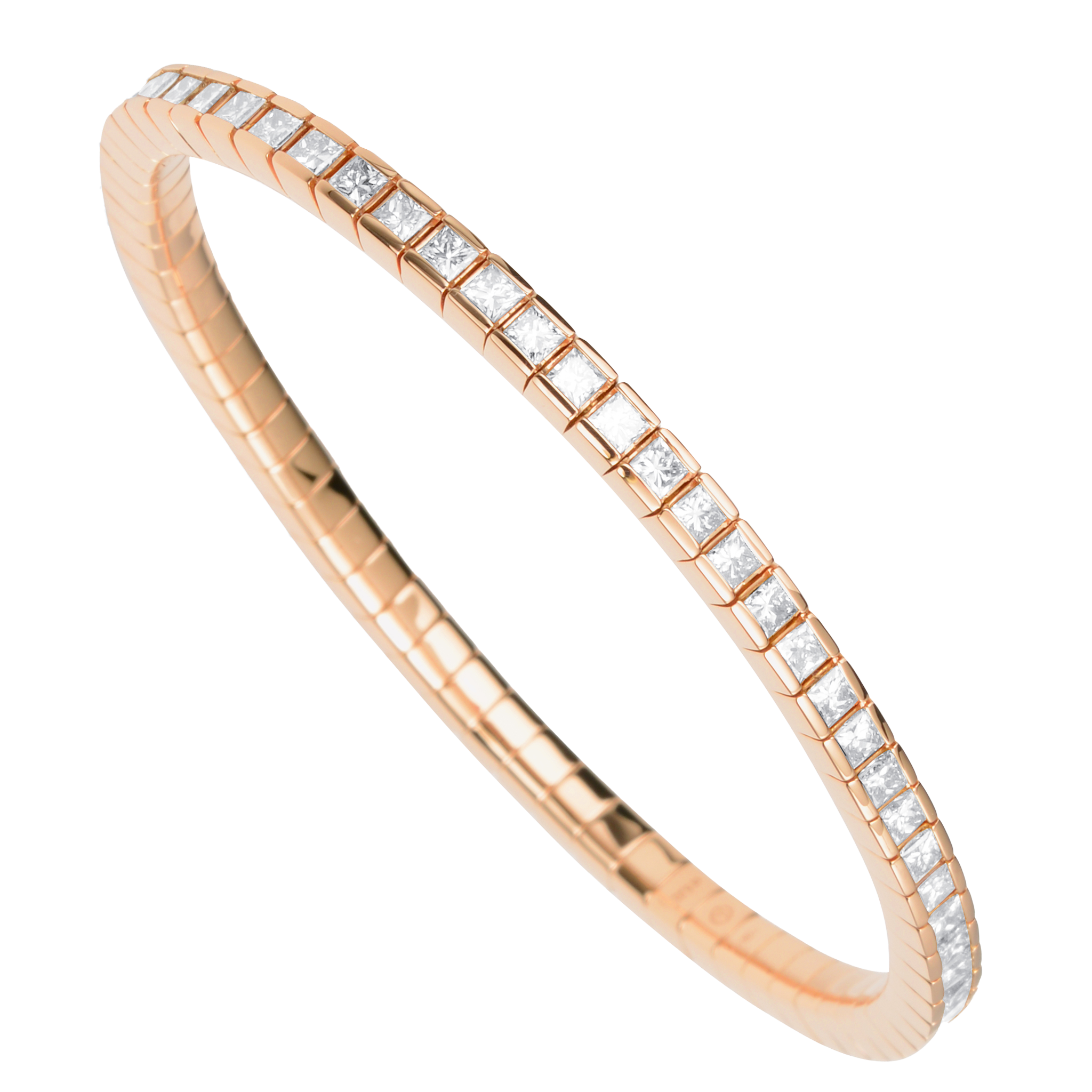 FLEX Tennis Bracelet - Rose Gold & Princess Cut Diamonds