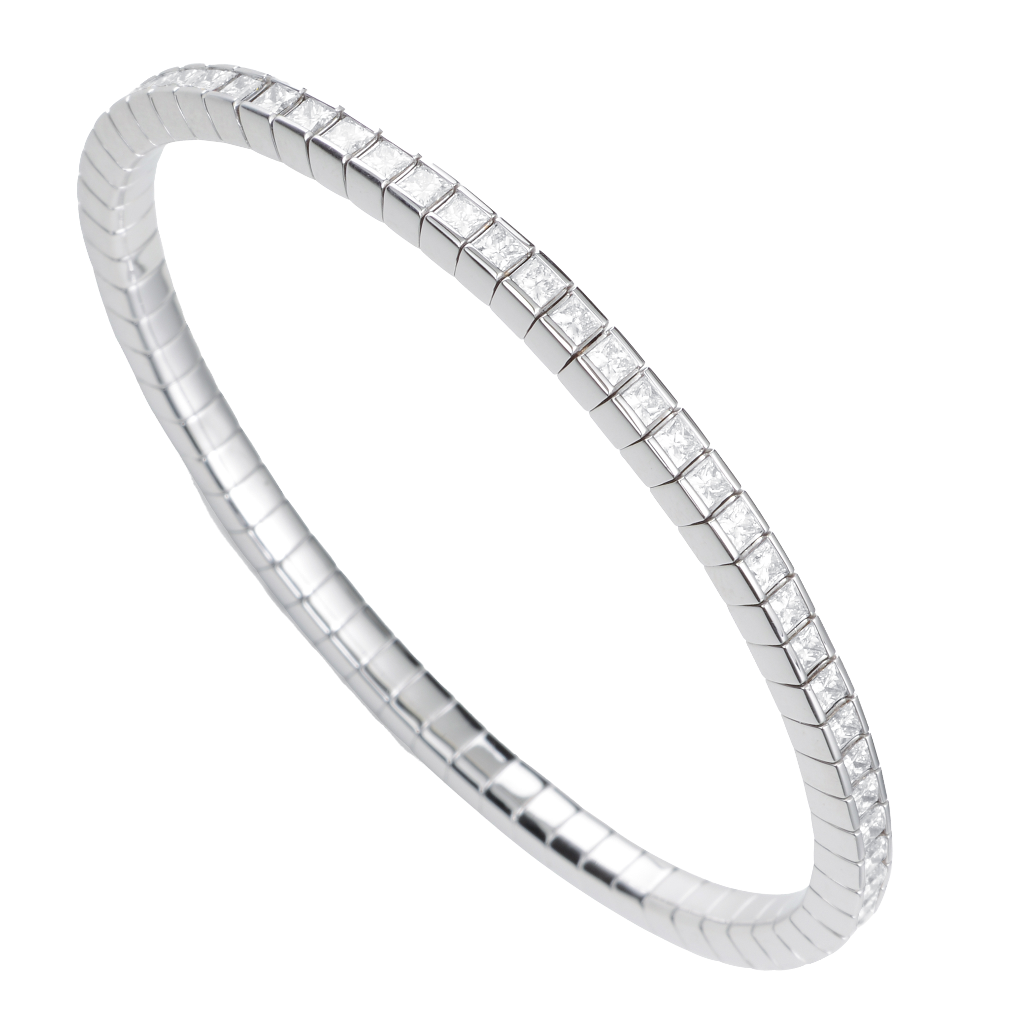FLEX Tennis Bracelet - White Gold & Princess Cut Diamonds