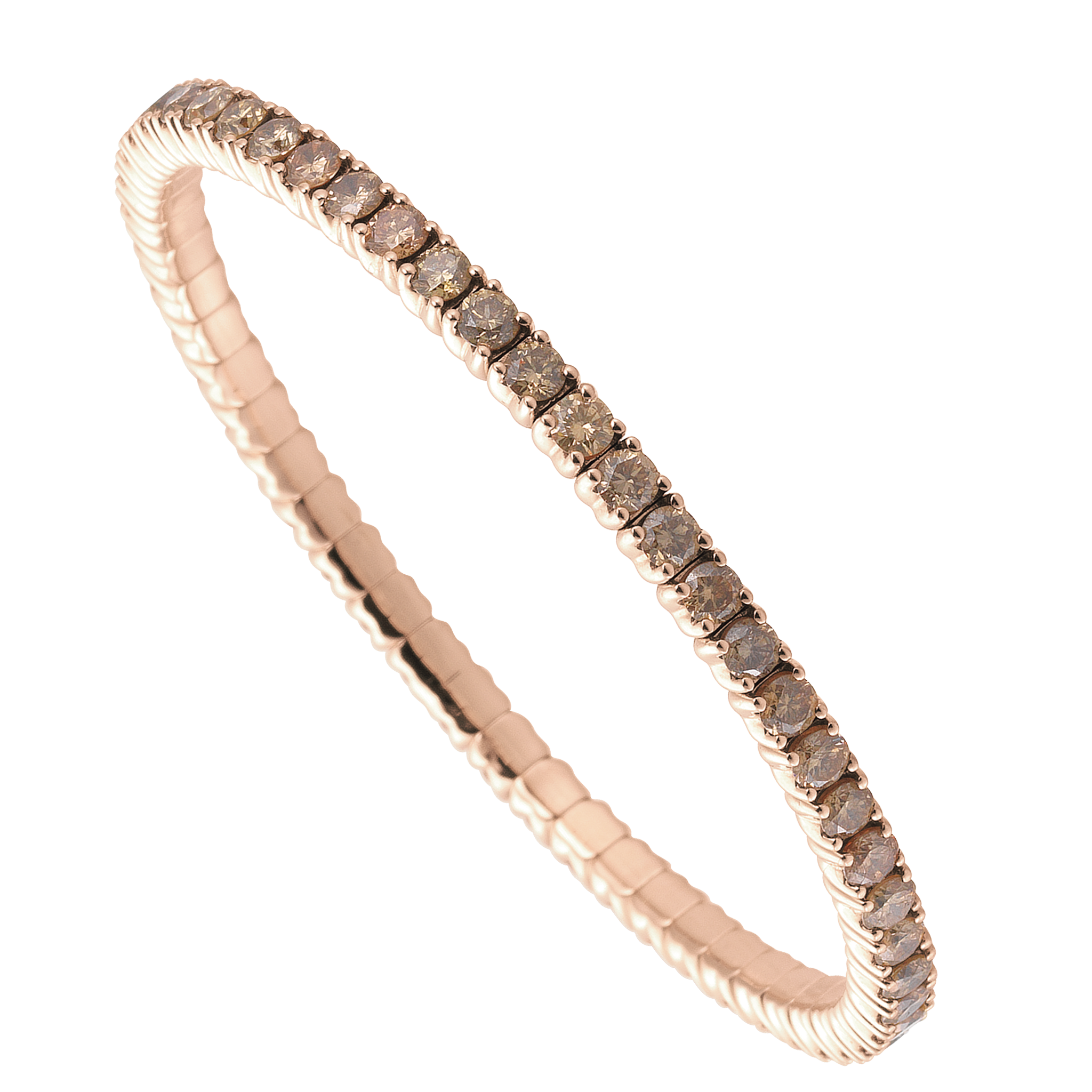 FLEX Tennis Bracelet - Rose Gold & Round Champaign Diamonds