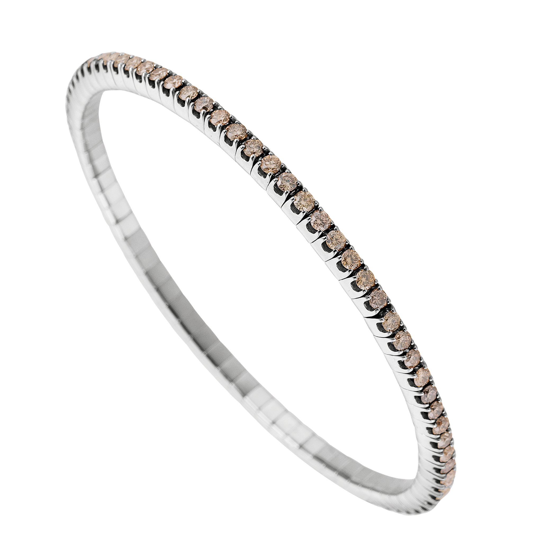 FLEX Tennis Bracelet - White Gold & Round Champaign Diamonds