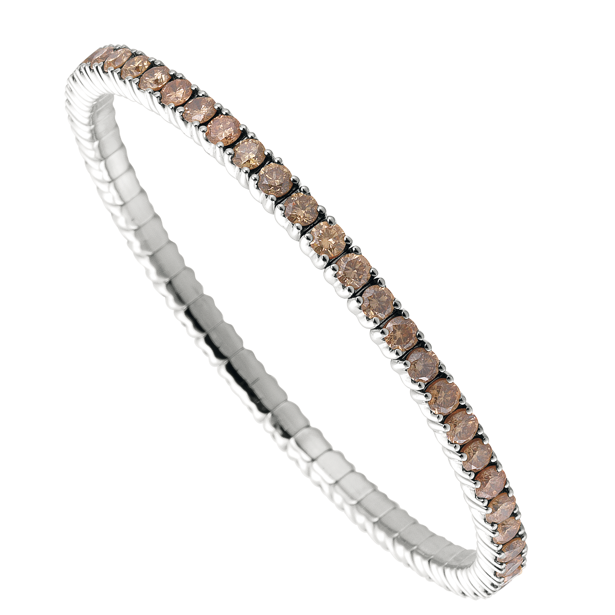 FLEX Tennis Bracelet - White Gold & Round Champaign Diamonds