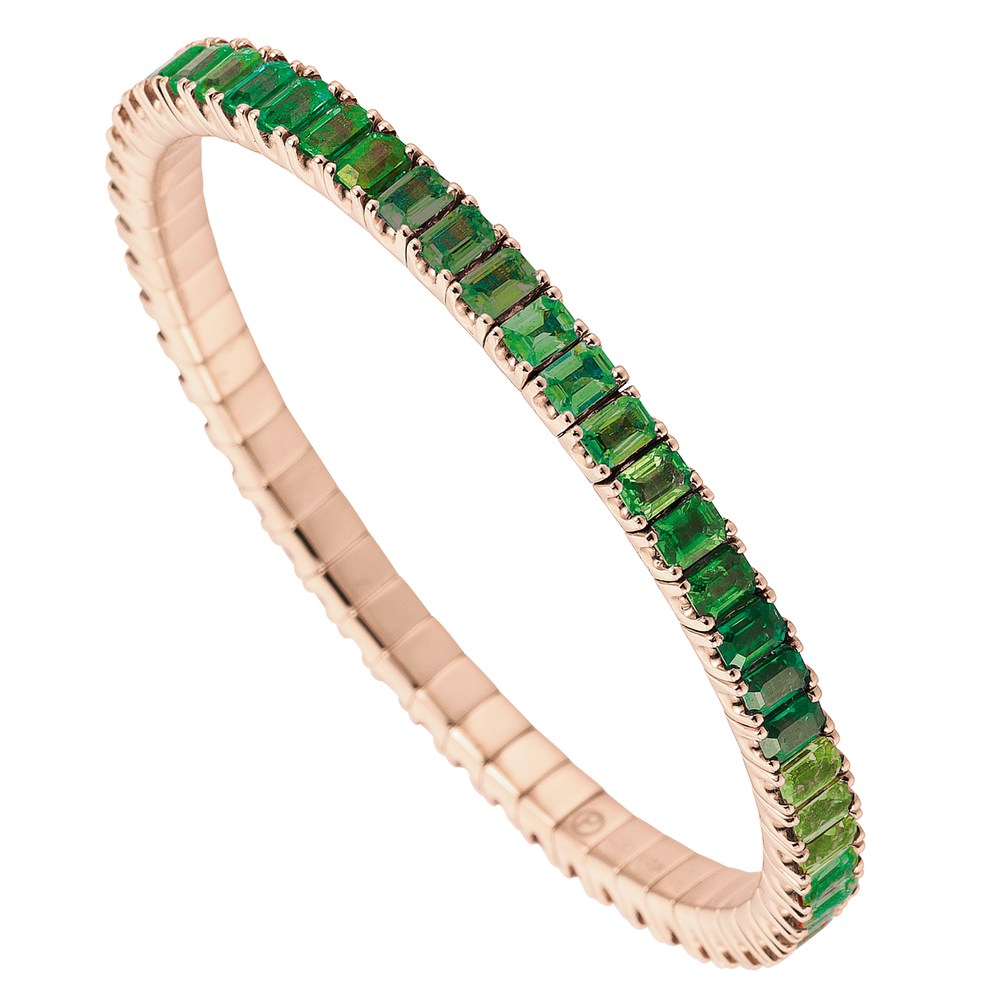 FLEX Tennis Bracelet | Rose Gold & Emerald Cut Emeralds