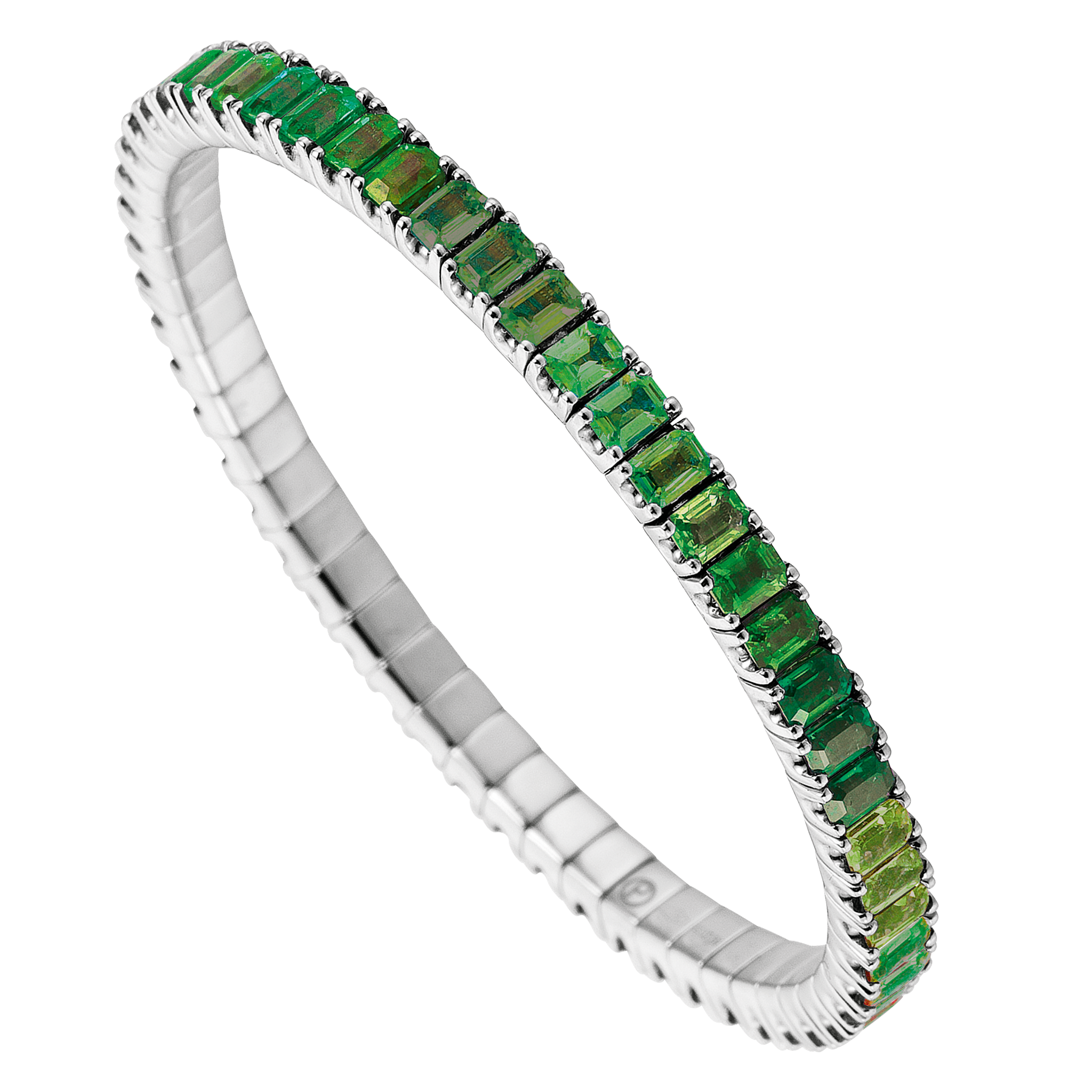 FLEX Tennis Bracelet | White Gold & Emerald Cut Emeralds