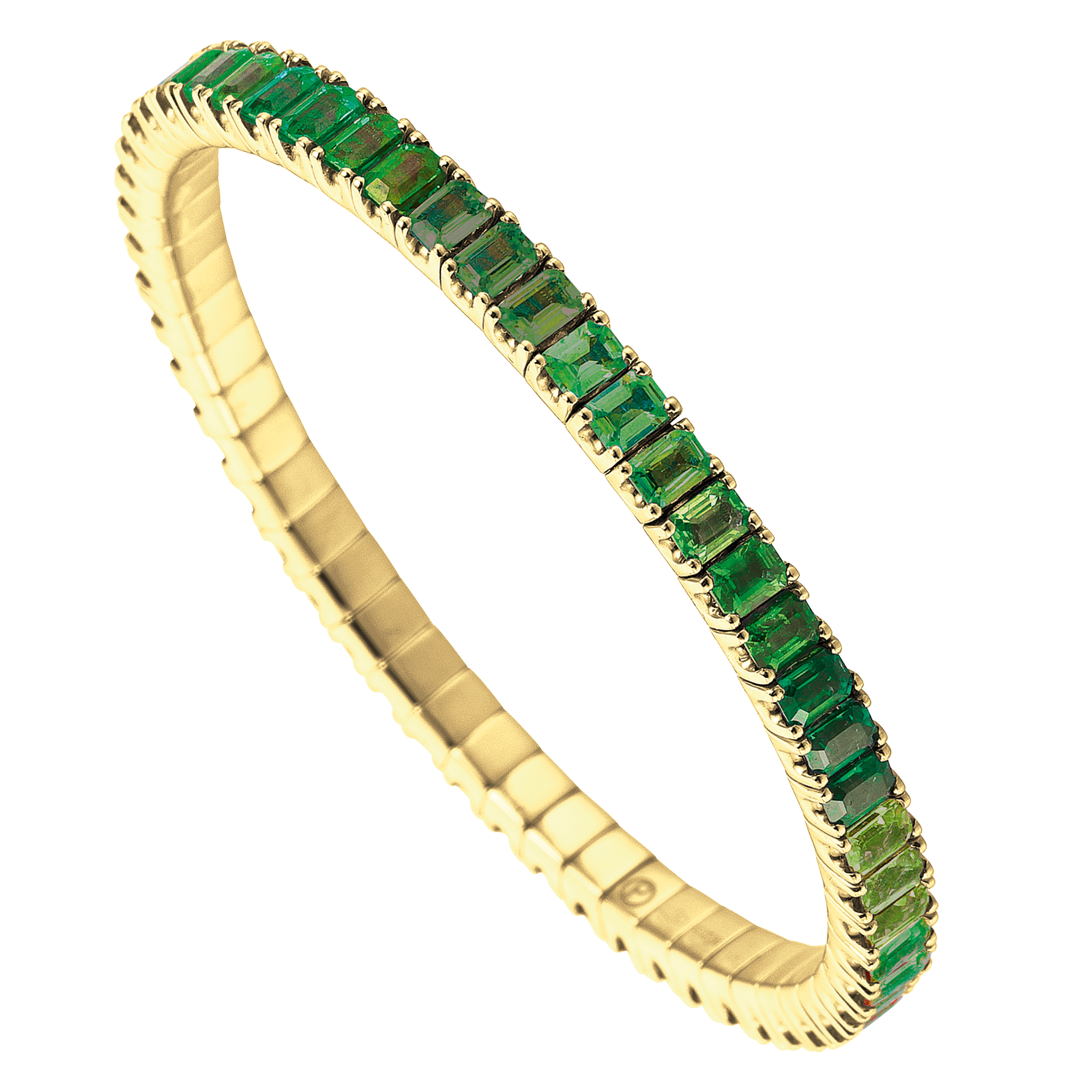 FLEX Tennis Bracelet | Yellow Gold & Emerald Cut Emeralds