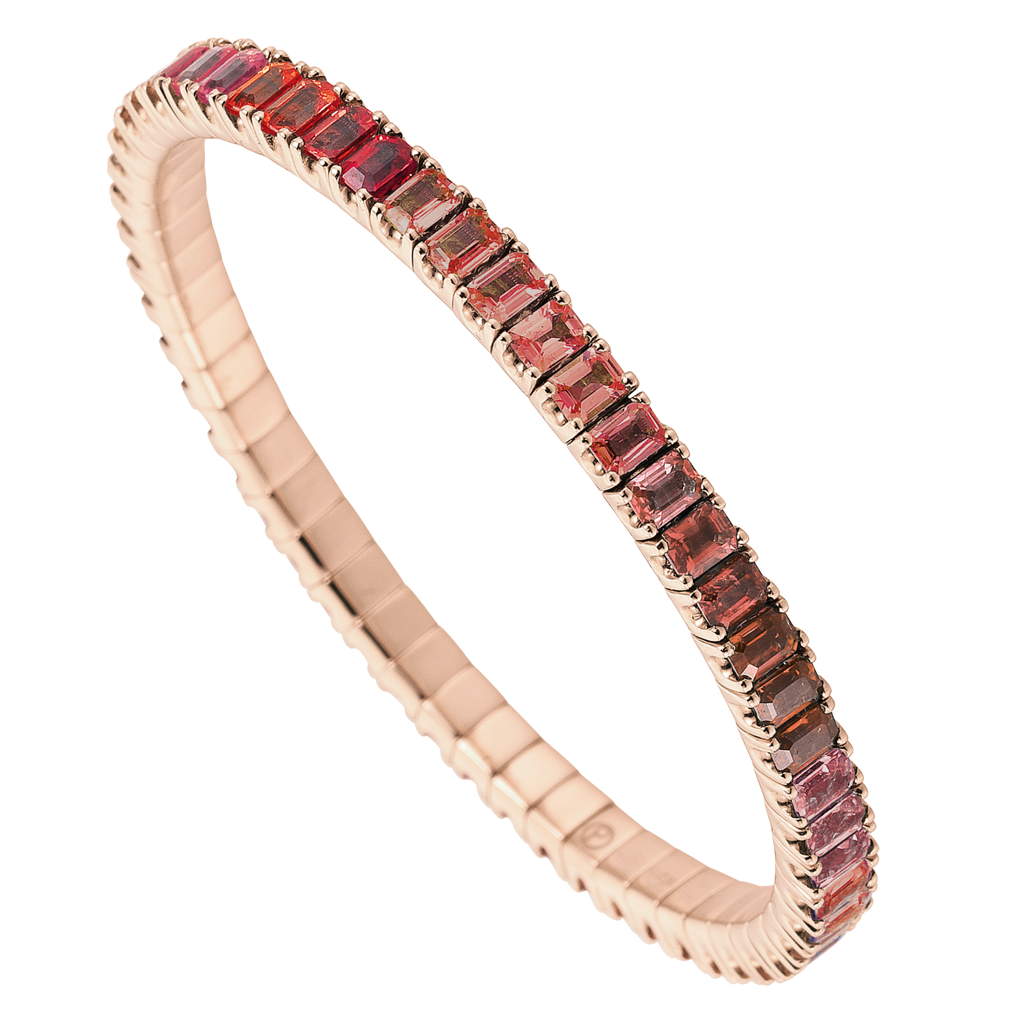 FLEX Tennis Bracelet | Rose Gold & Emerald Cut Garnets