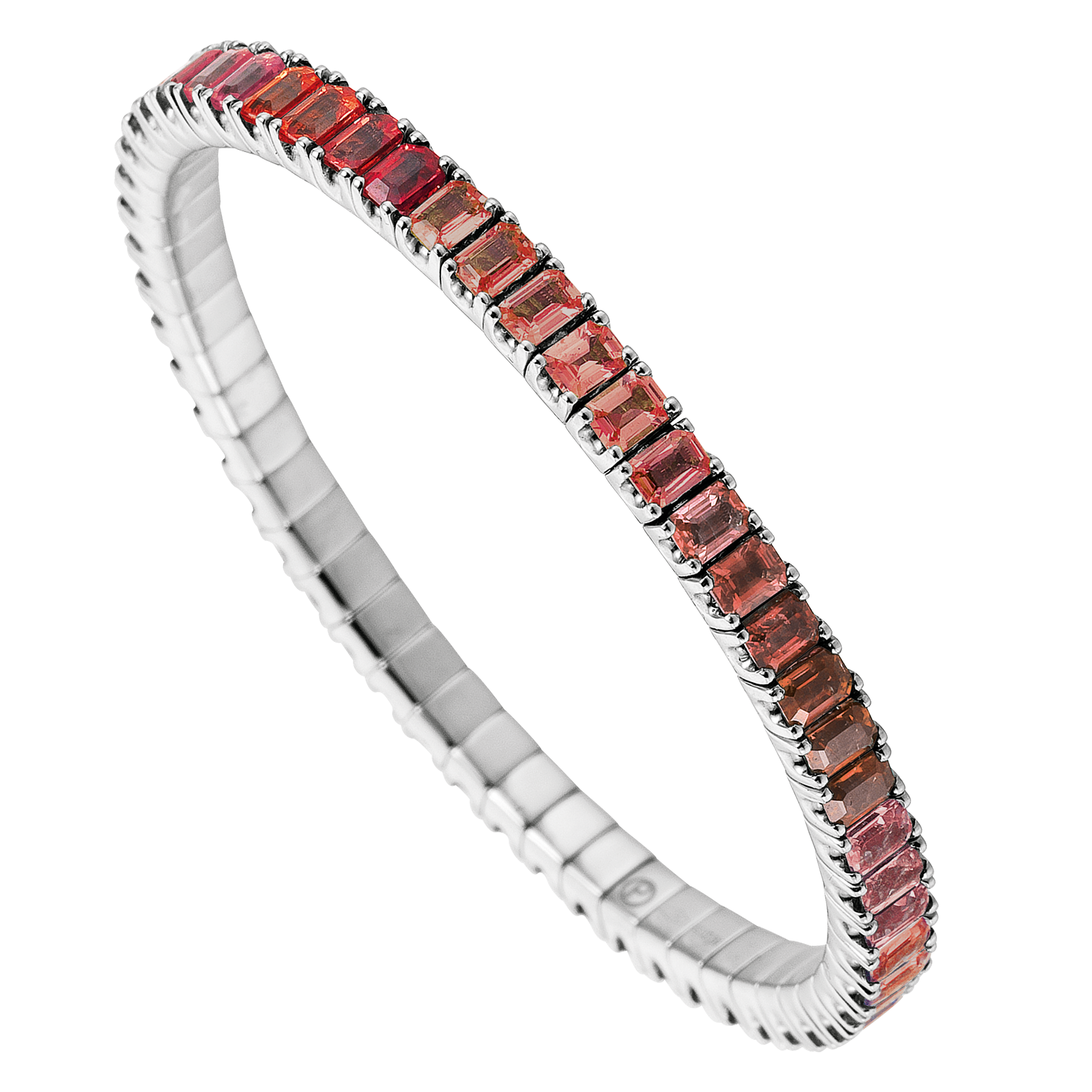 FLEX Tennis Bracelet | White Gold & Emerald Cut Garnets