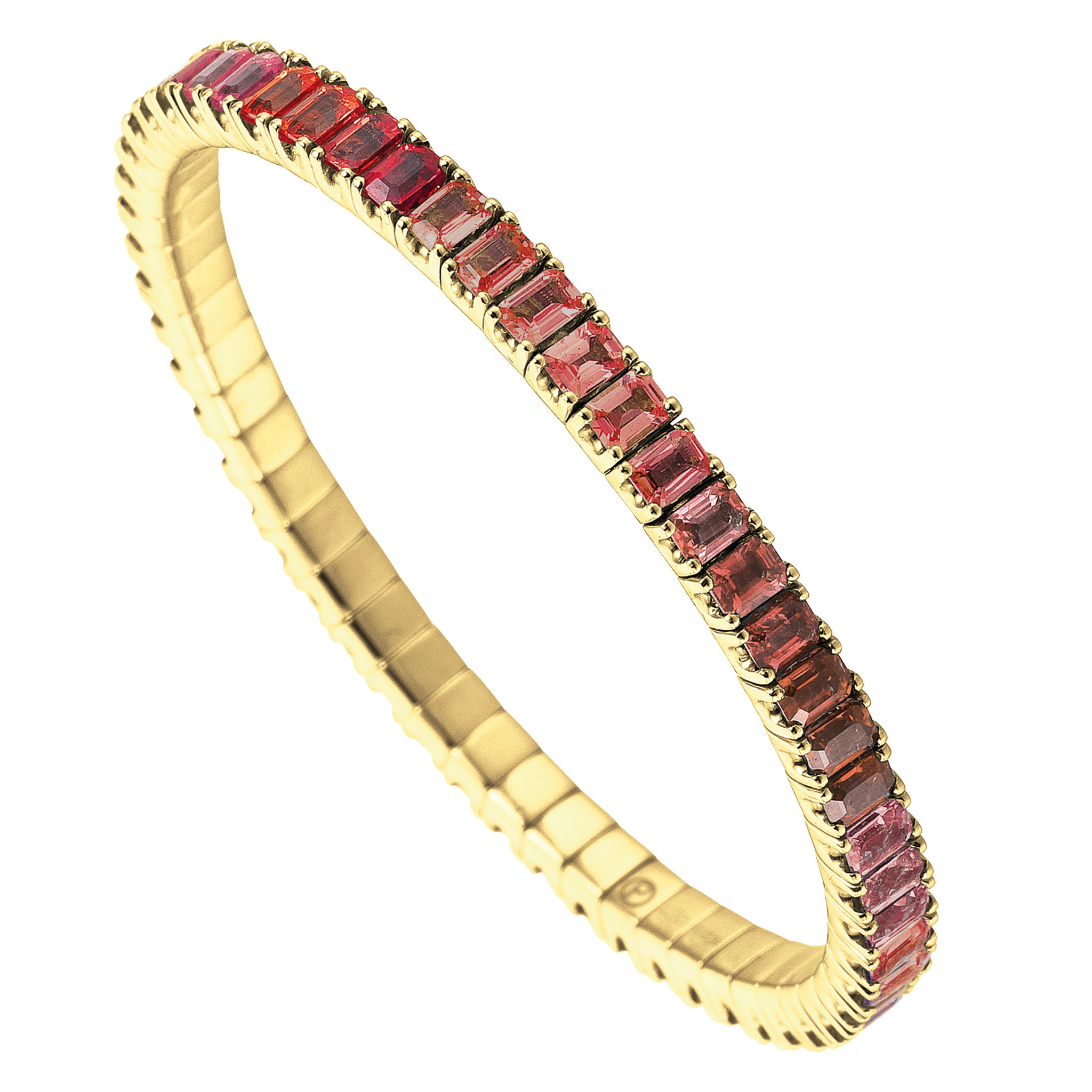 FLEX Tennis Bracelet | Yellow Gold & Emerald Cut Garnets