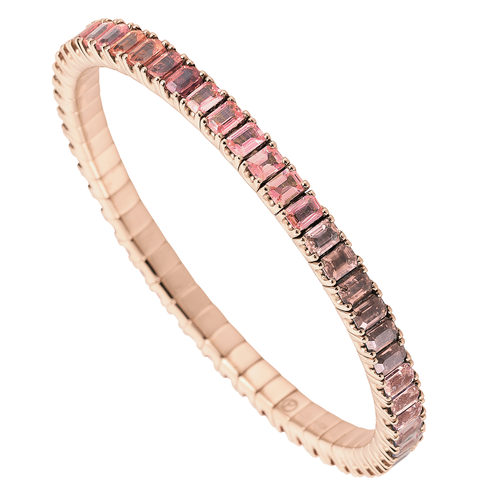 FLEX Tennis Bracelet | Rose Gold & Emerald Cut Morganites