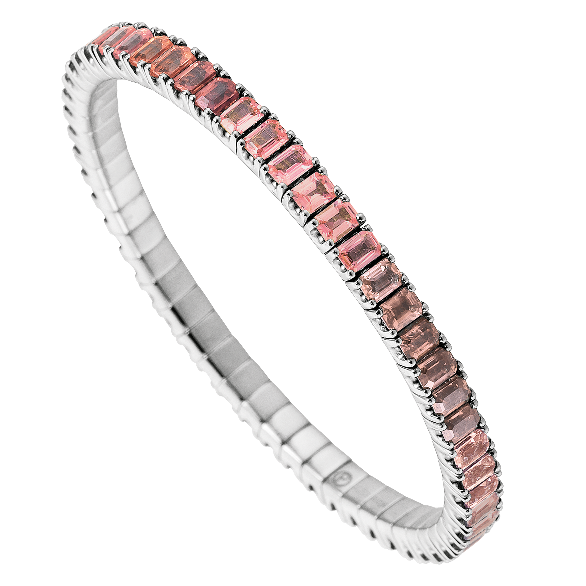 FLEX Tennis Bracelet | White Gold & Emerald Cut Morganites