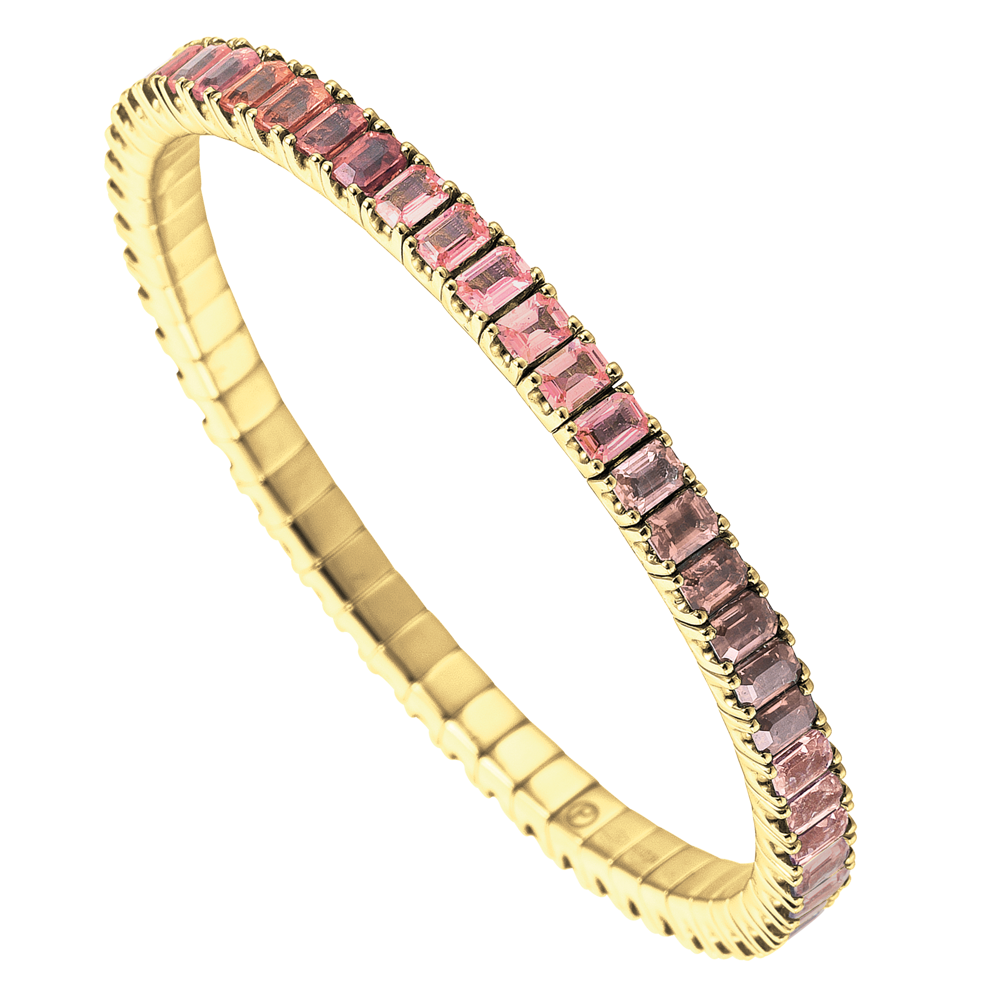 FLEX Tennis Bracelet | Yellow Gold & Emerald Cut Morganites