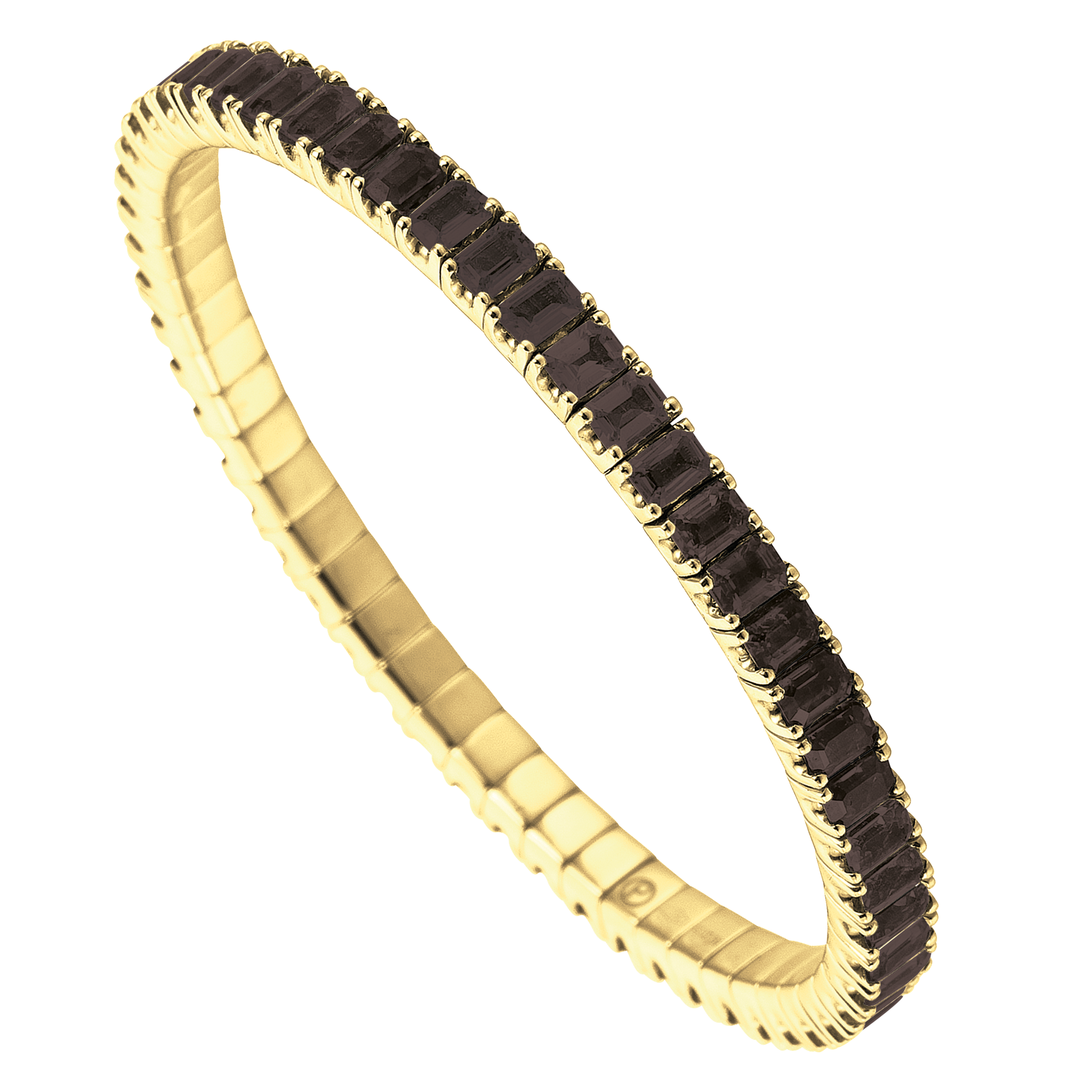 FLEX Tennis Bracelet | Yellow Gold & Emerald Cut Onyx