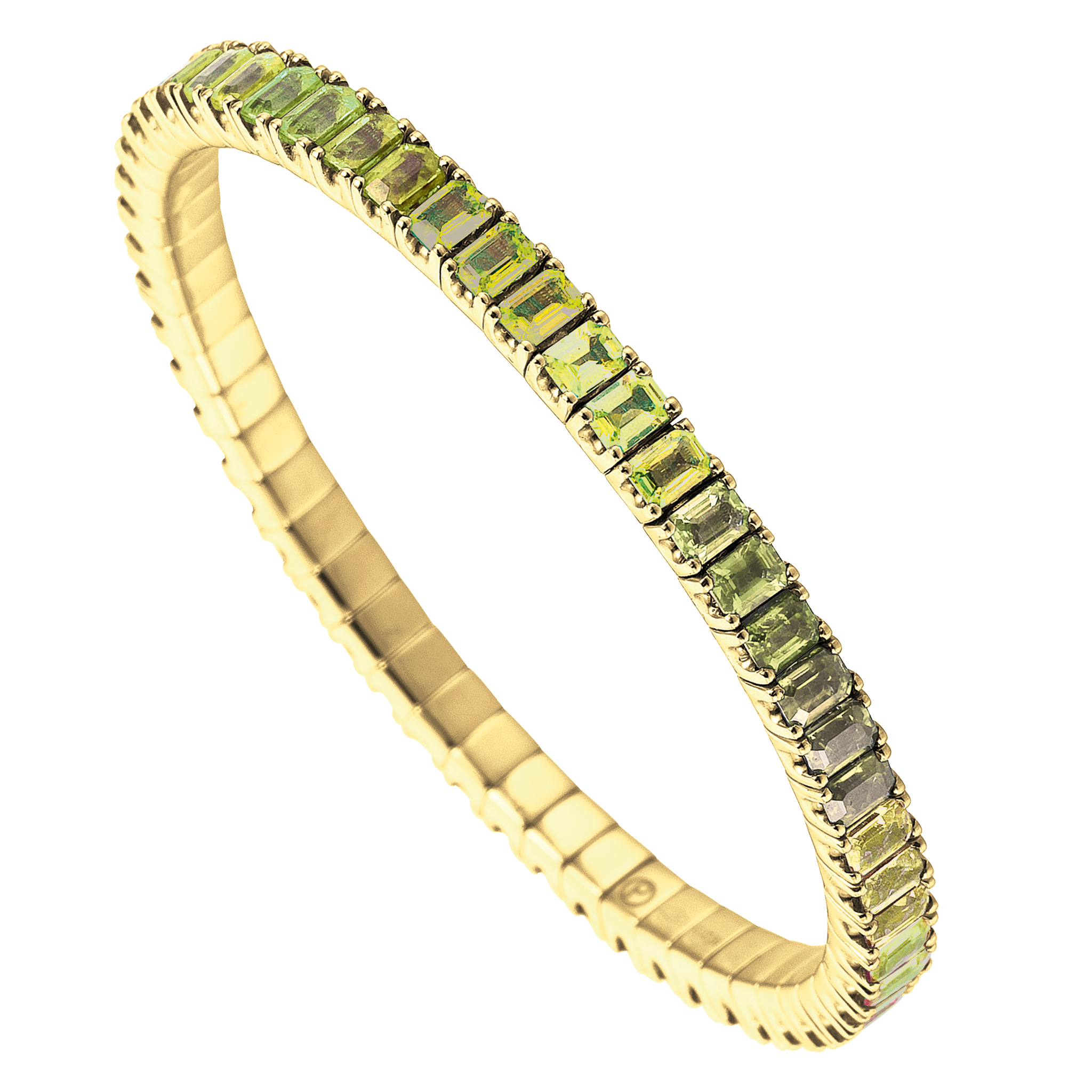 FLEX Tennis Bracelet | Yellow Gold & Emerald Cut Peridots