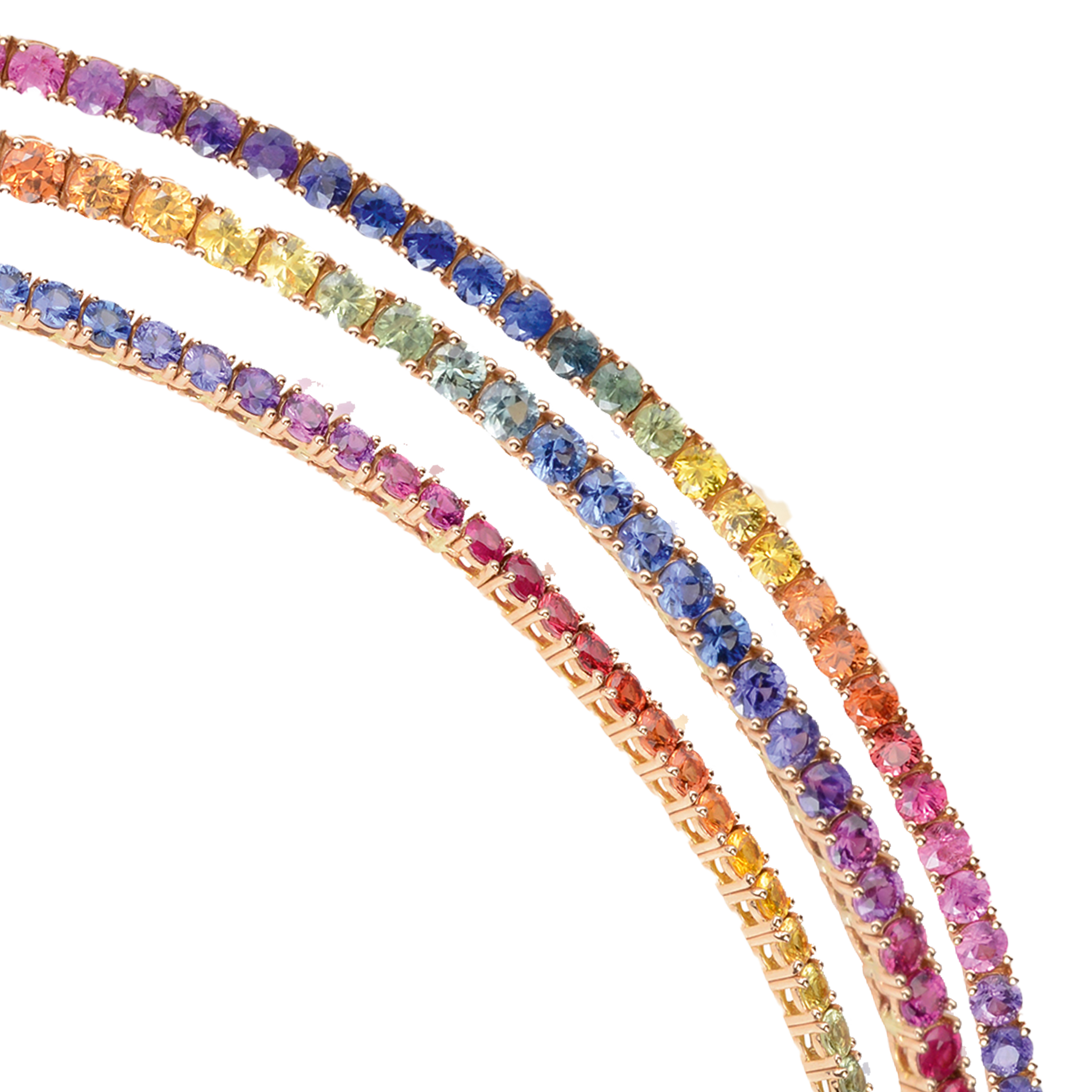 FLEX Rainbow Tennis Necklace | Rose Gold & Sapphires