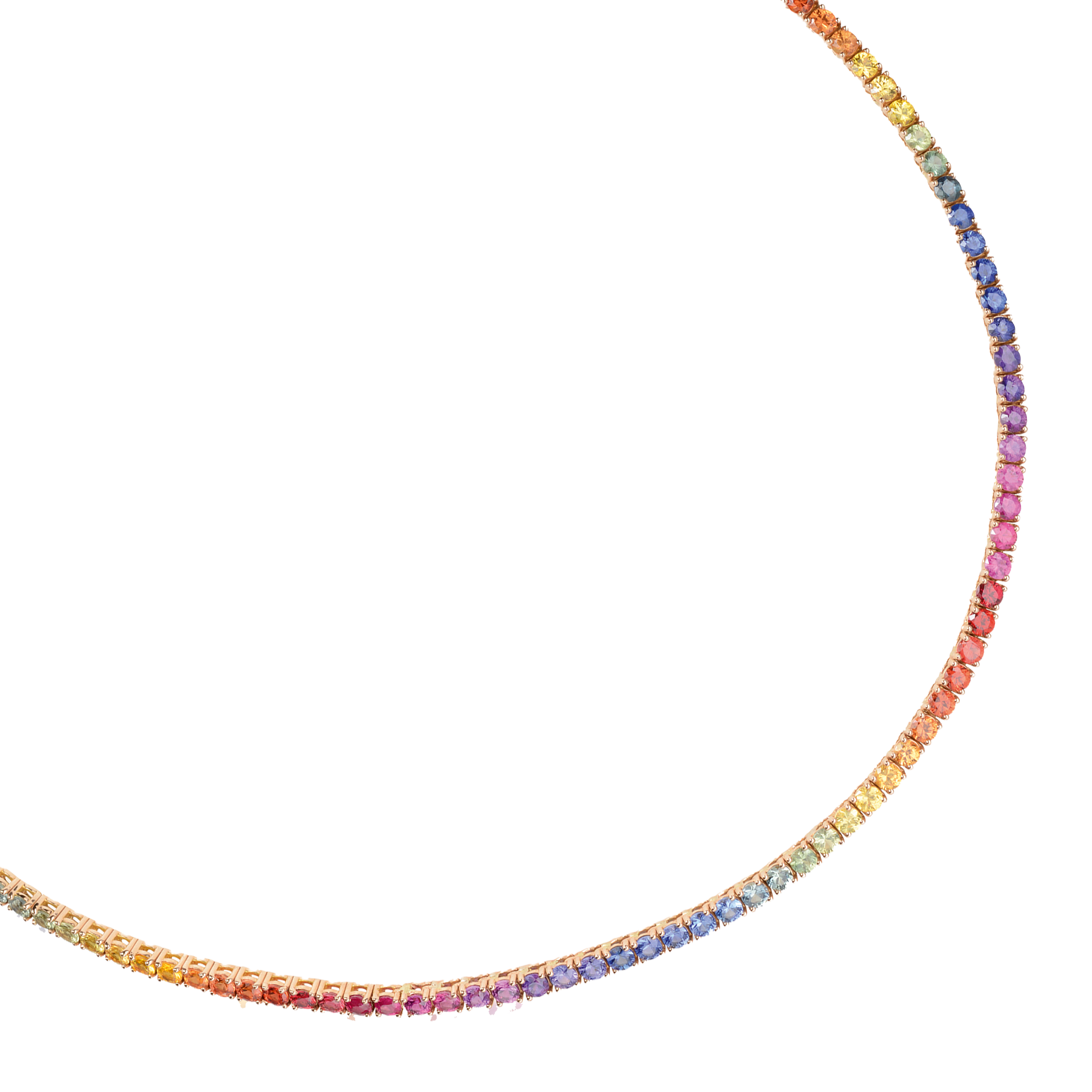 FLEX Rainbow Tennis Necklace | Rose Gold & Sapphires