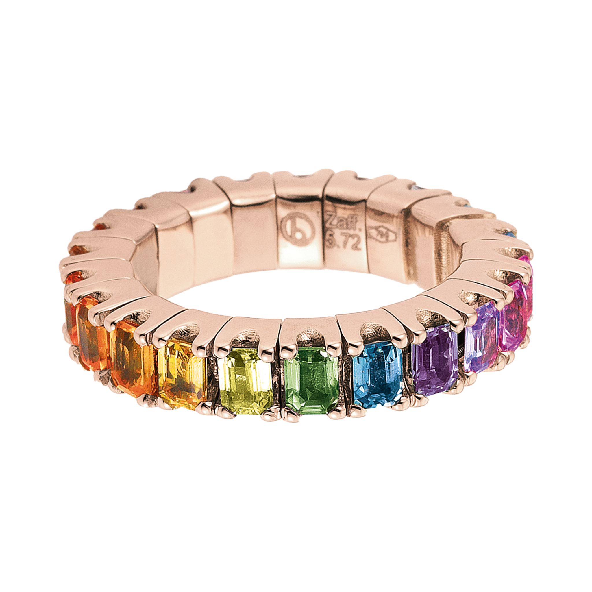 Emerald Cut, Sapphire Rainbow Rose Gold FLEX Ring
