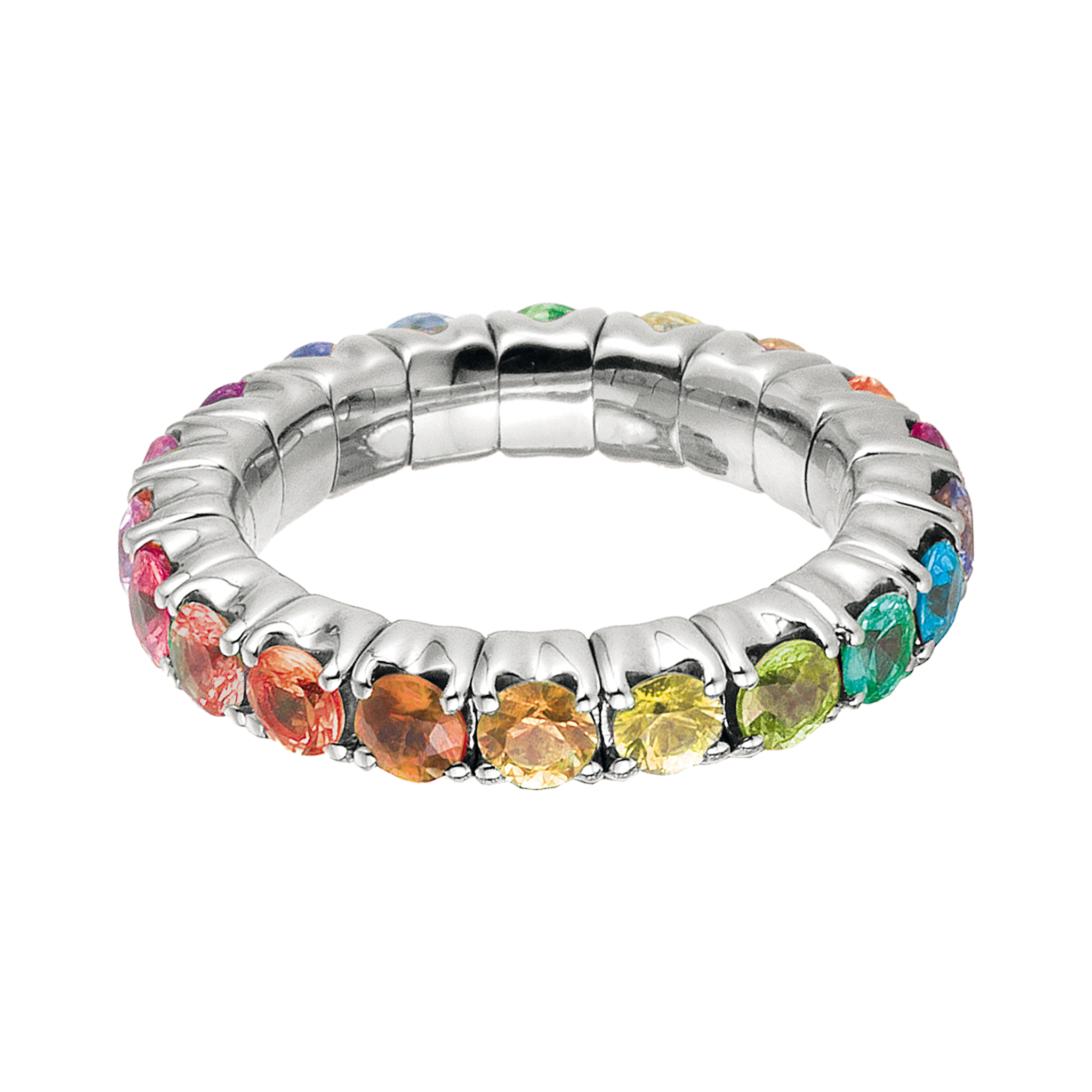 Round Cut, Sapphire Rainbow White Gold FLEX Ring